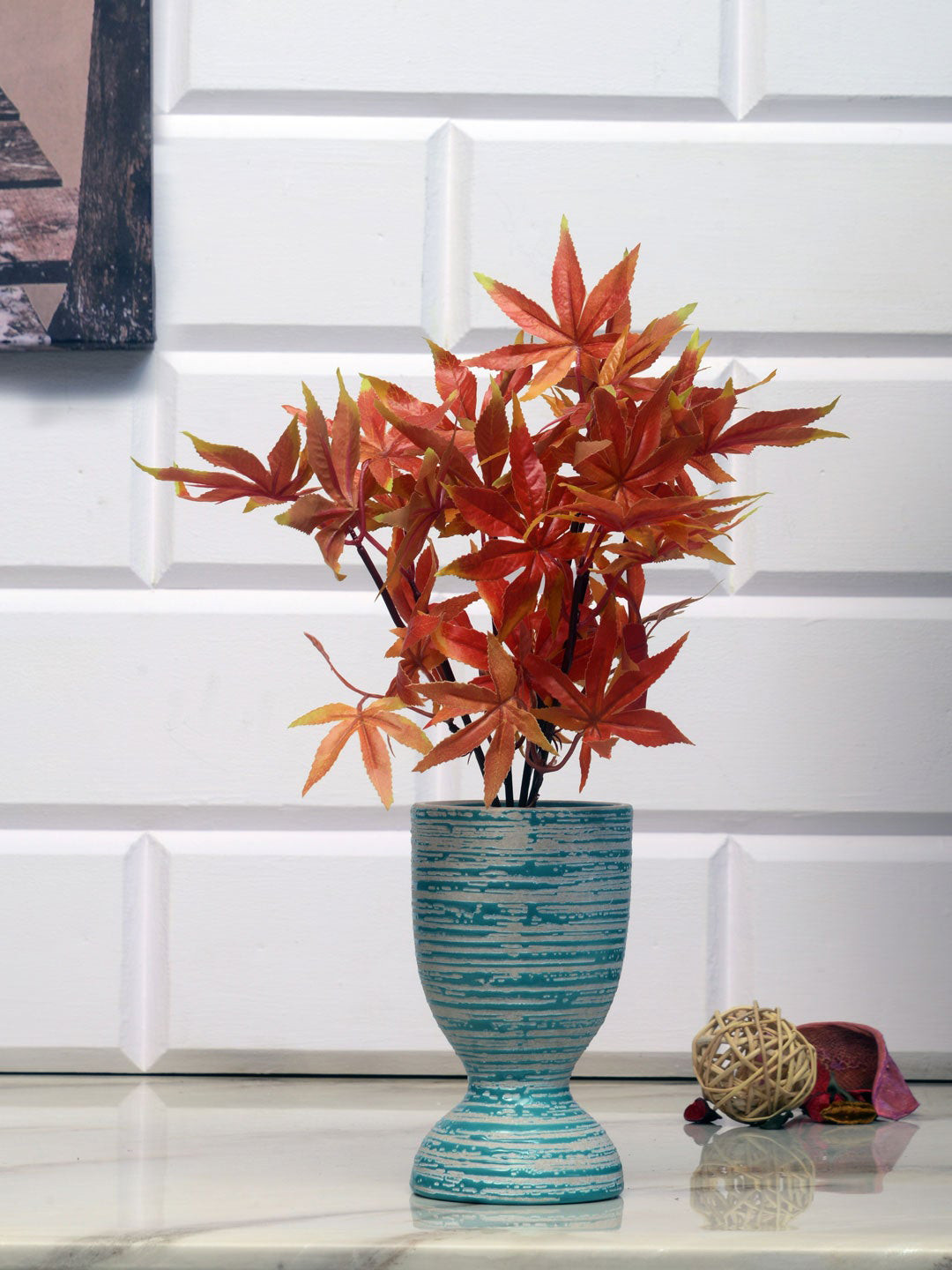 Buy Athome By Nilkamal Orange Filler Stick Mapple Flower Artificial