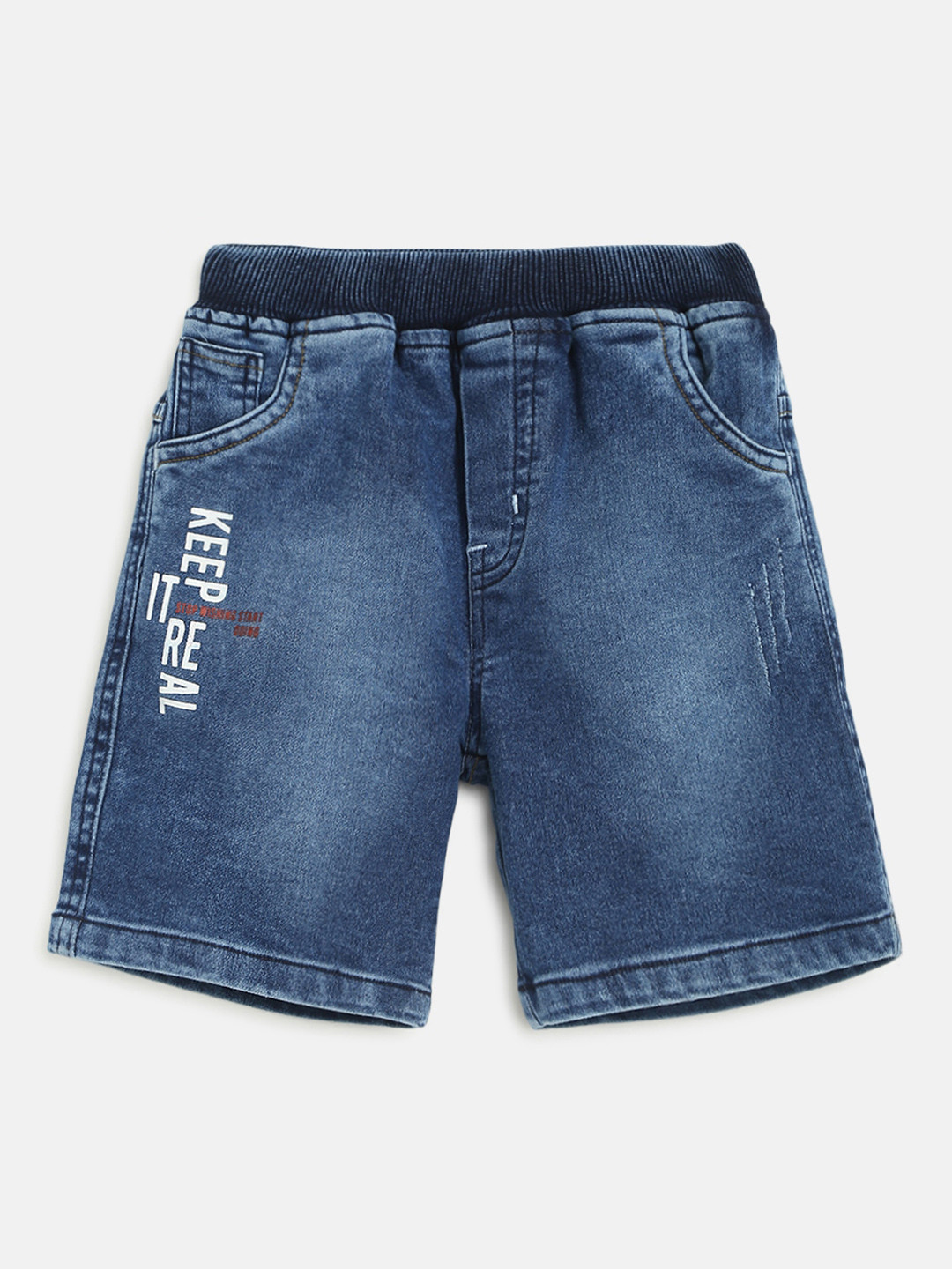 Buy HOMEGROWN Boys Blue Washed Outdoor Denim Shorts Shorts for Boys