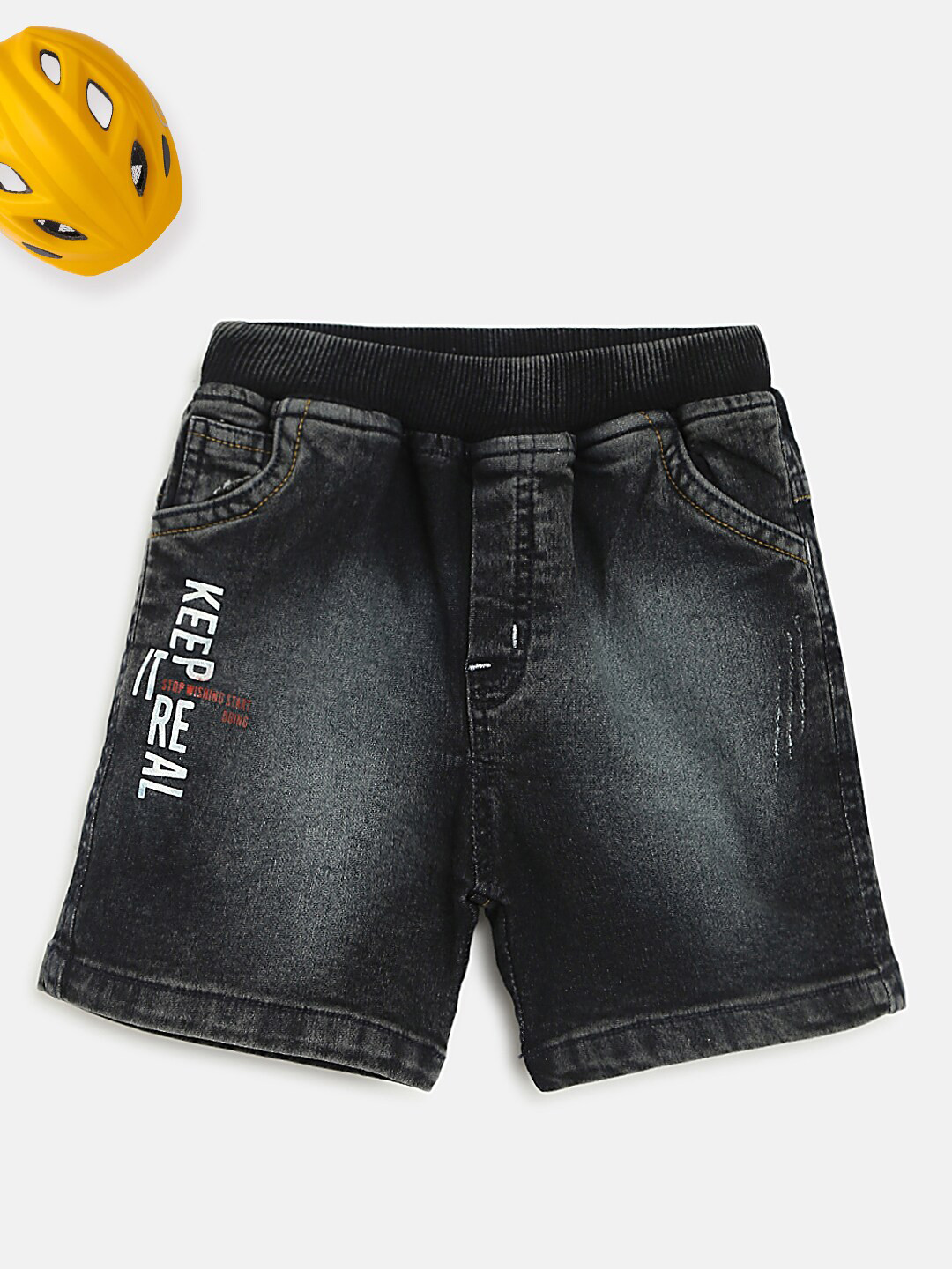 Buy HOMEGROWN Boys Cotton Black Washed Outdoor Denim Shorts Shorts