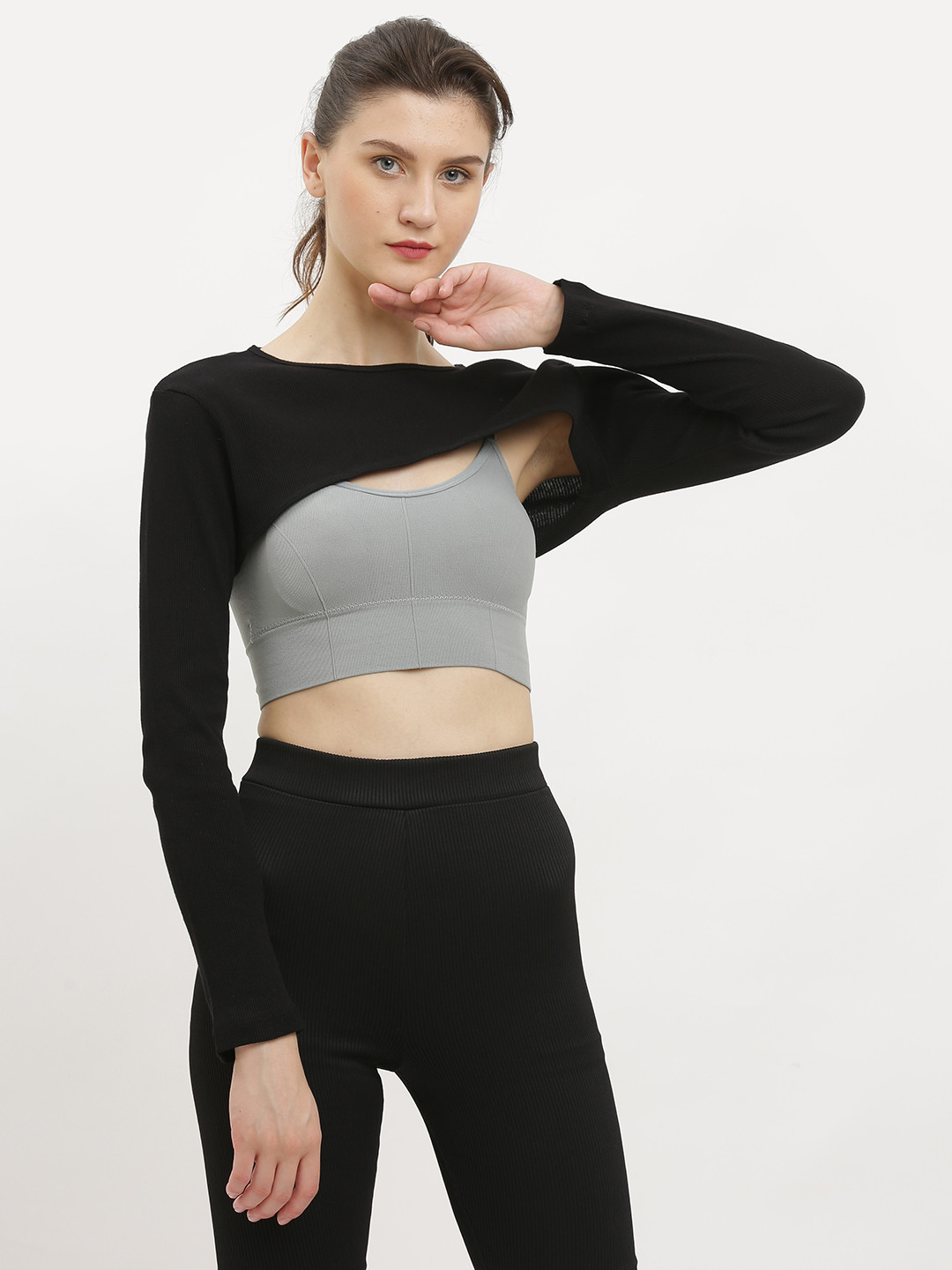 Buy EVERDION Black Solid Ribbed Bust Crop Top Tops for Women 16923678