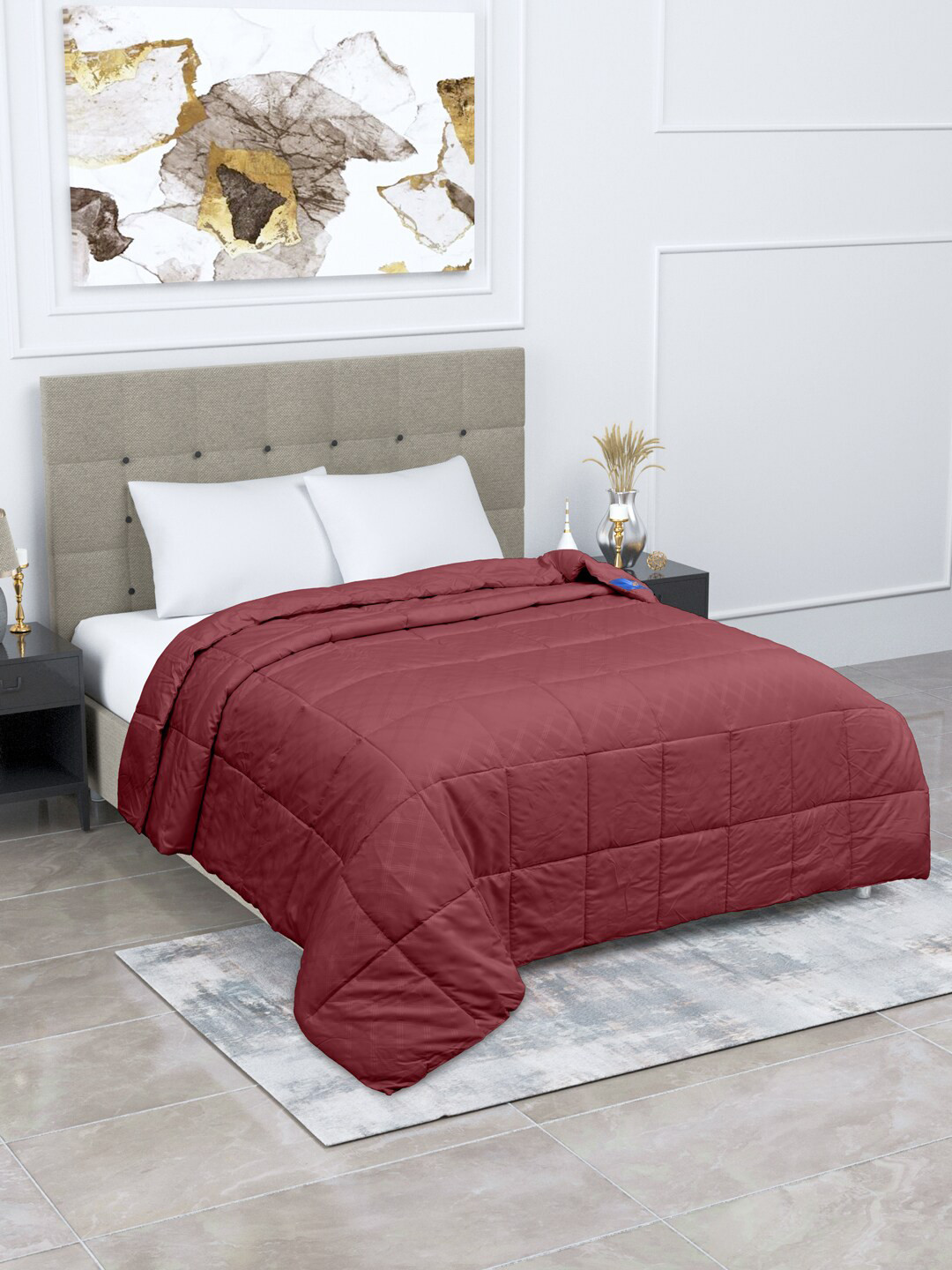 Buy BOMBAY DYEING Maroon Heavy Winter 500 GSM Double Bed Quilt