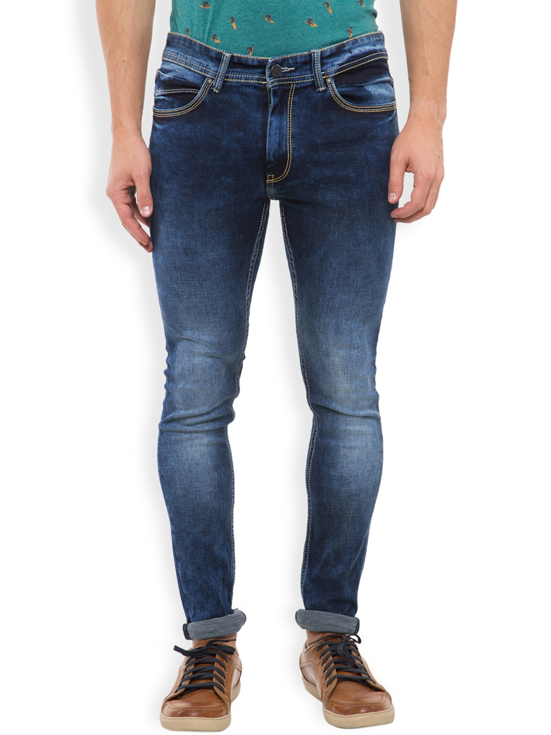 Buy LOCOMOTIVE Men Blue Dragon Fit Mid Rise Clean Look Jeans - Jeans ...