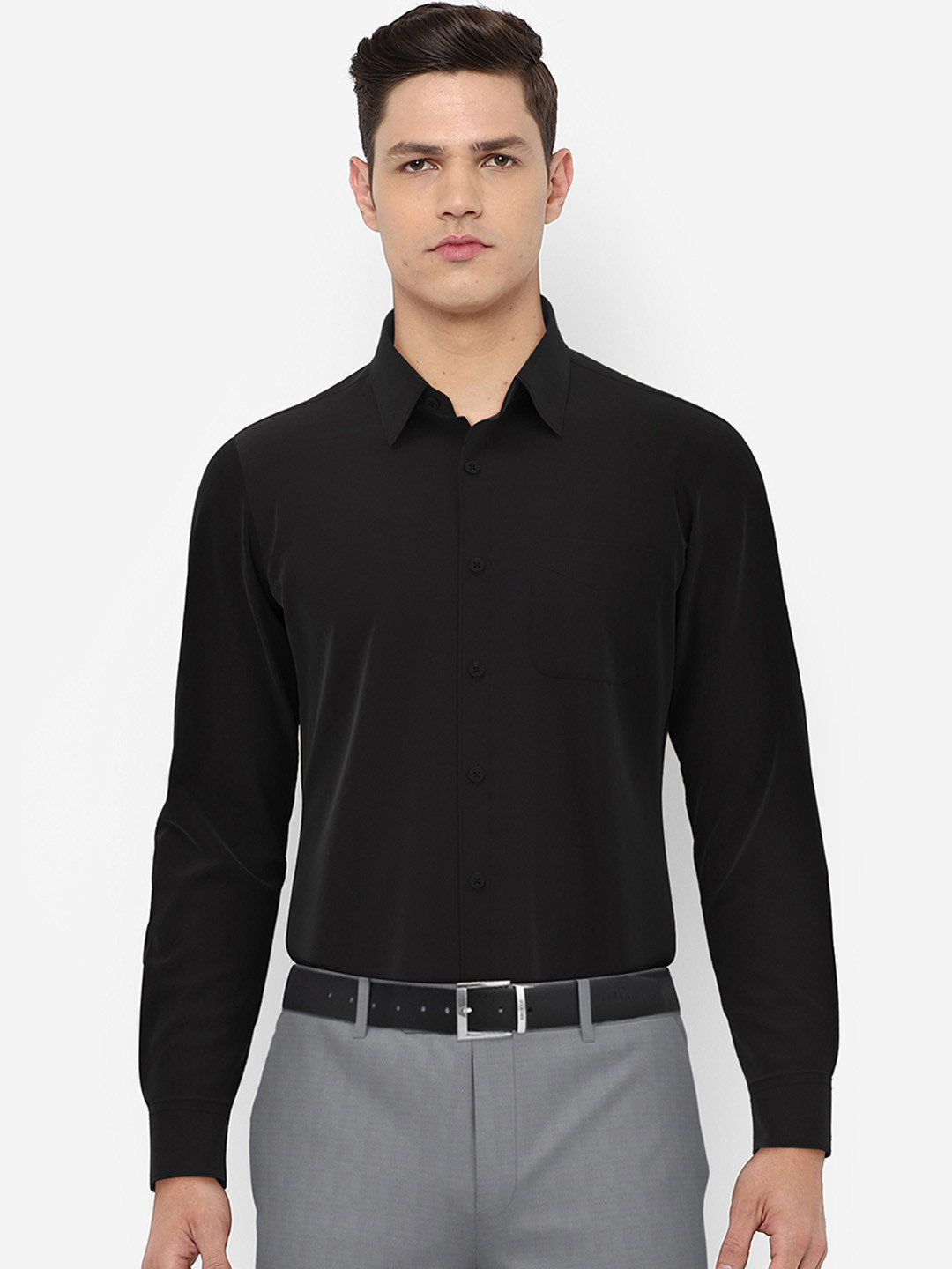 Buy Peter England Elite Men Black Pure Cotton Formal Shirt Shirts for