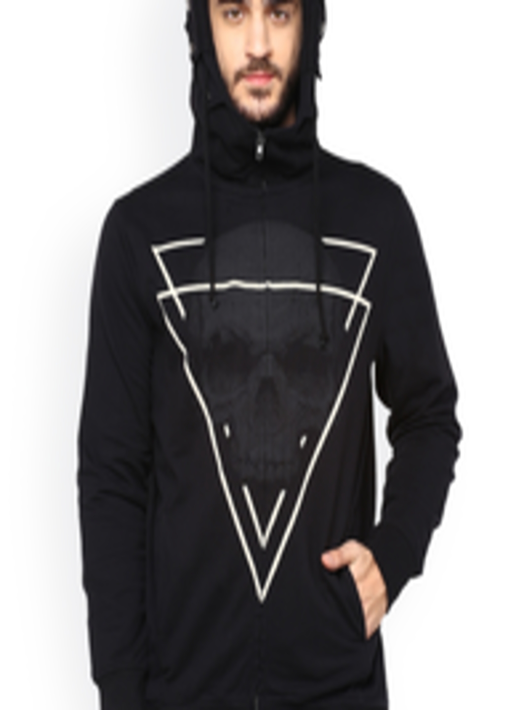 Buy PUNK Black Printed Hooded Sweatshirt - Sweatshirts for Men 1694287