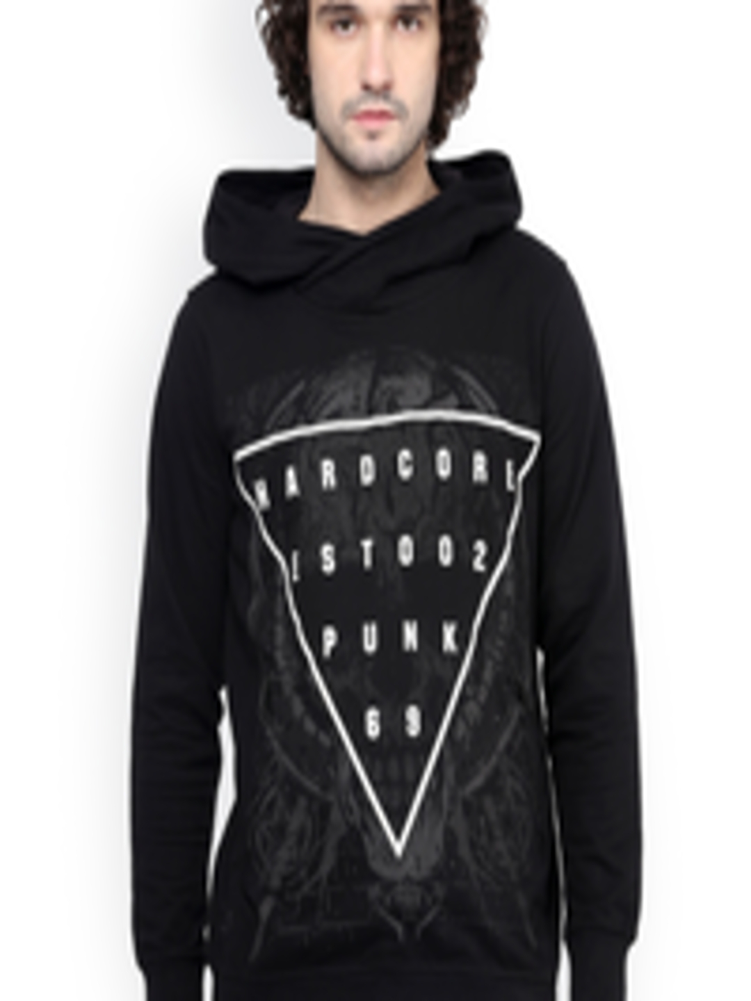 Buy PUNK Black Printed Hooded Sweatshirt - Sweatshirts for Men 1694291