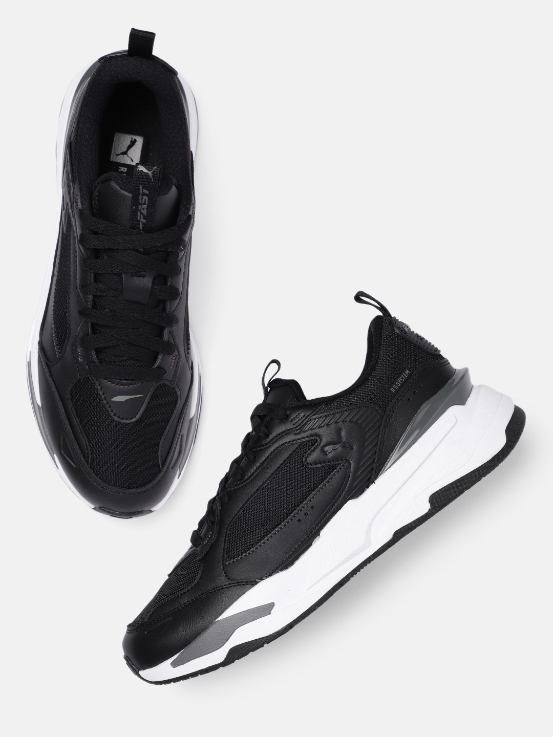 mens black leather puma trainers