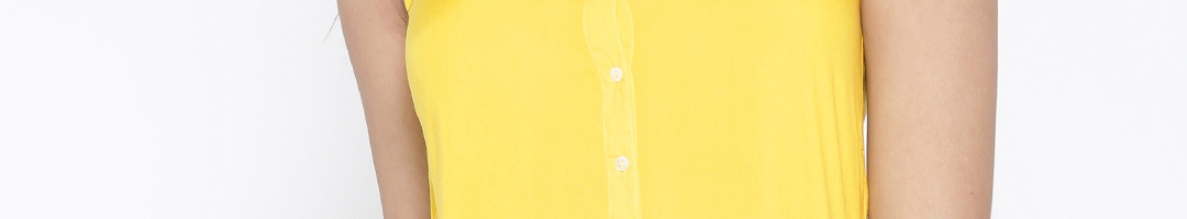 Buy 109F By Nishka Lulla Women Yellow Printed Detail Casual Shirt ...