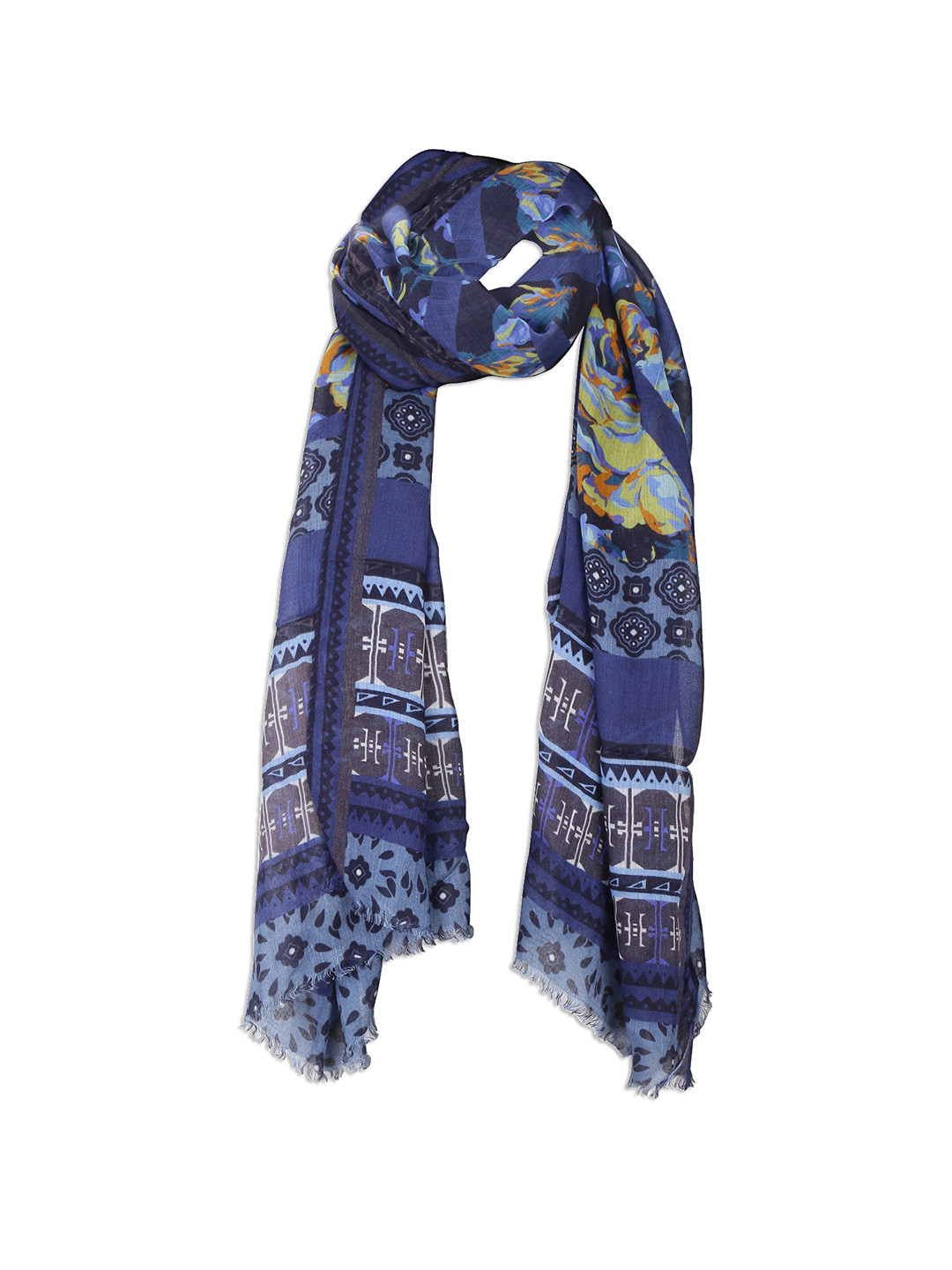 Buy Cloth Haus India Women Blue & White Printed Scarf Scarves for