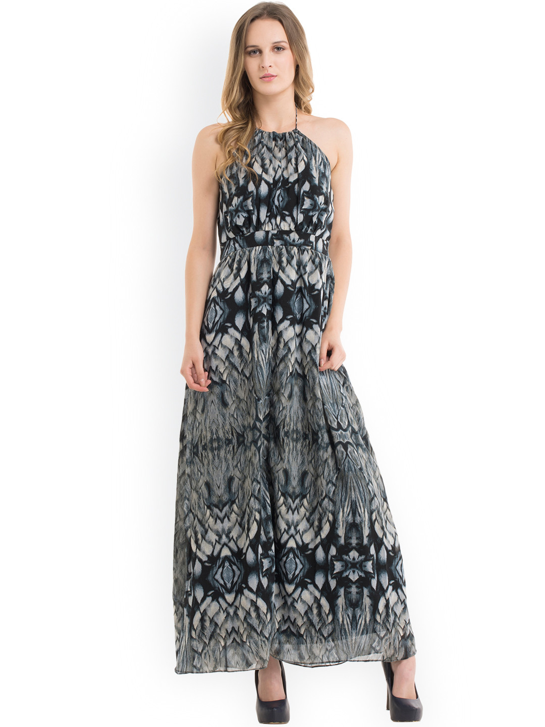Buy Kazo Women Grey Printed Maxi Dress Dresses for Women 1695011 Myntra