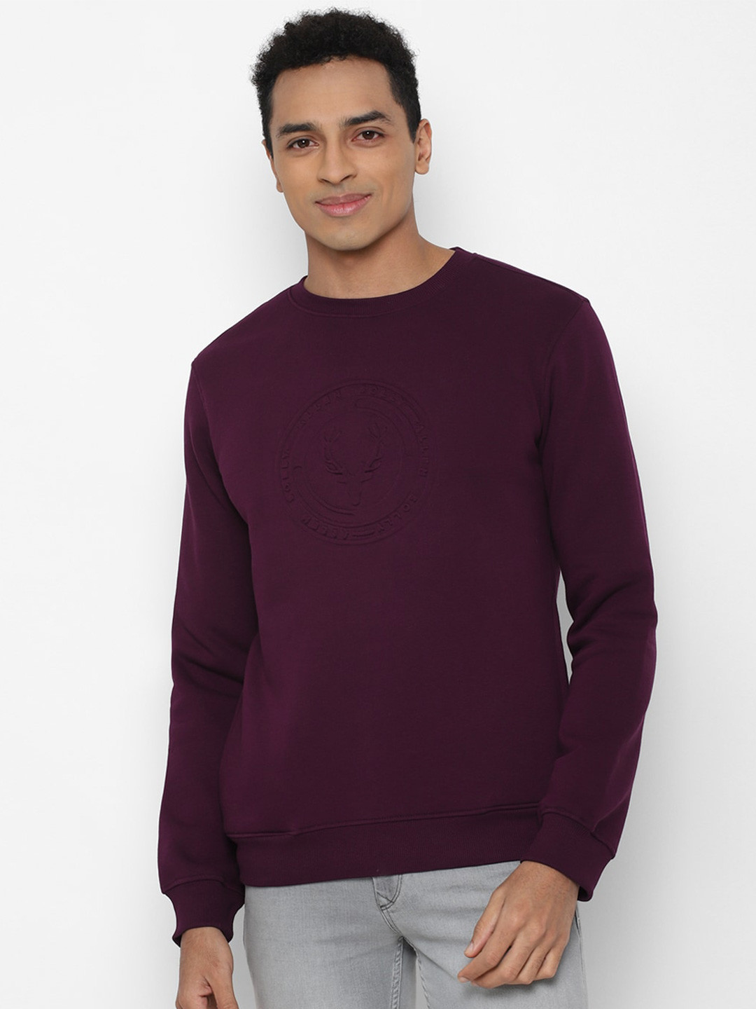 Buy Allen Solly Men Purple Pure Cotton Sweatshirt Sweatshirts for Men