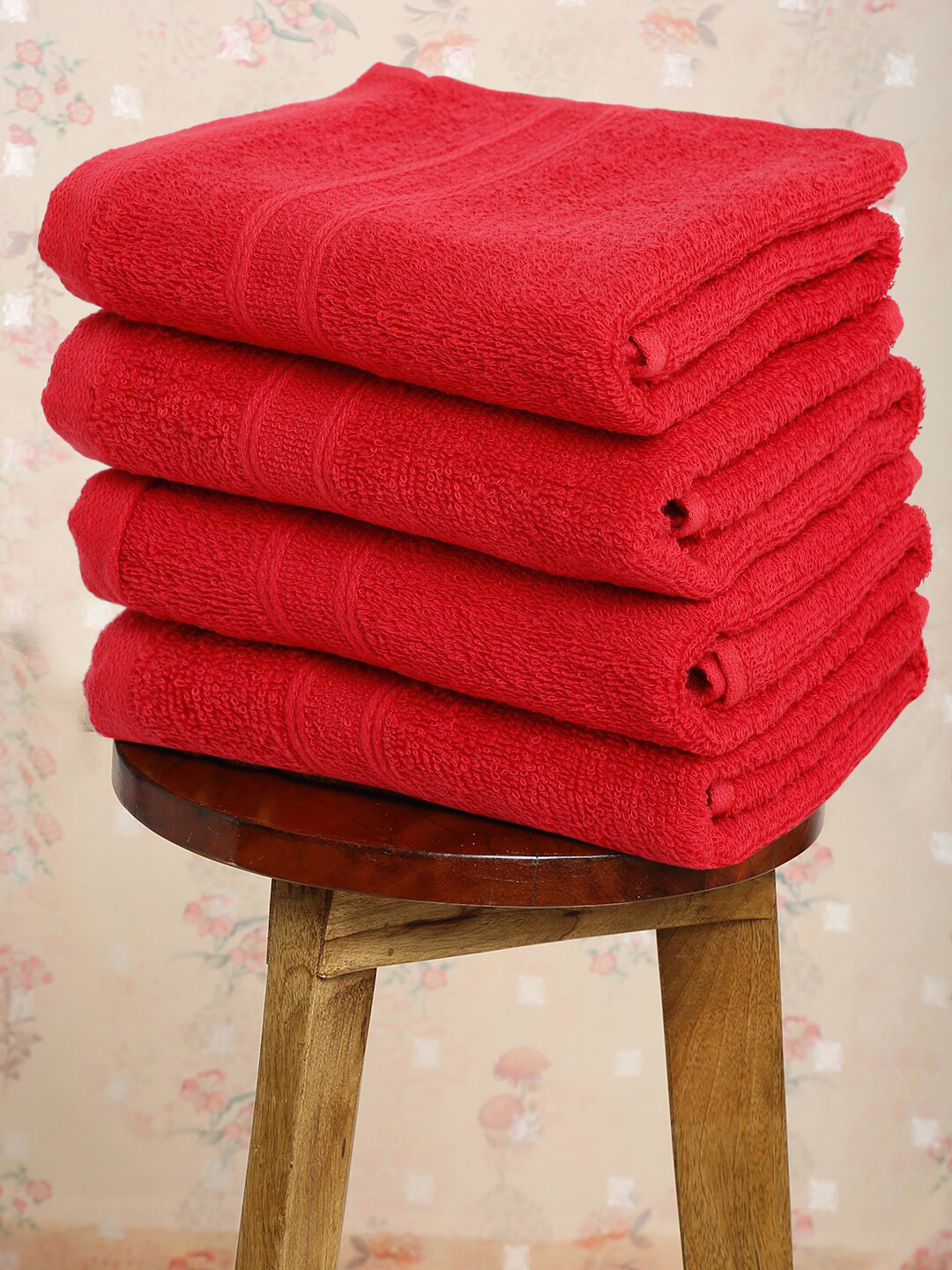 Buy MYTRIDENT Set Of 4 Red Solid 380 GSM Cotton Hand Towels Hand Towels for Unisex 16951166