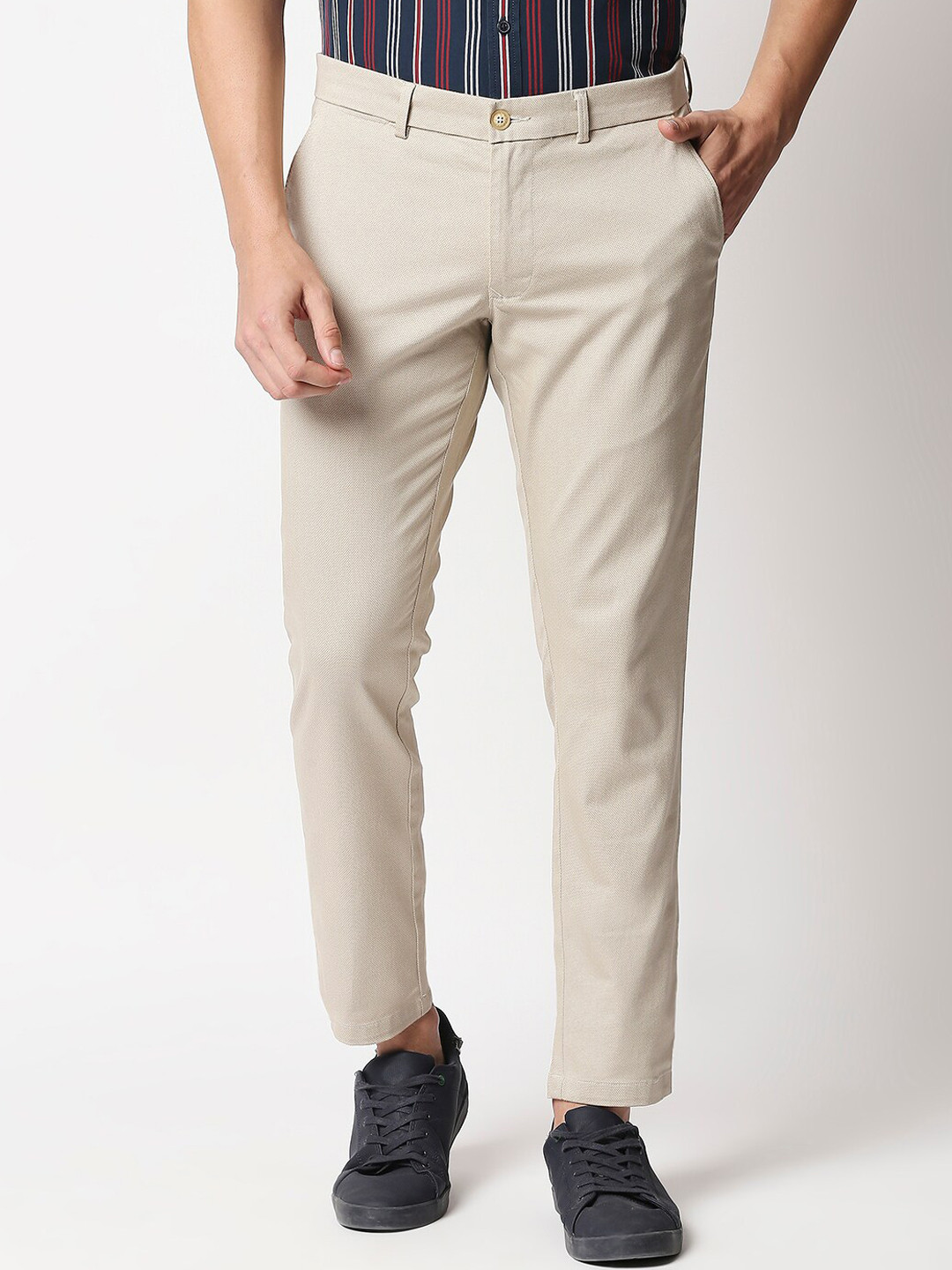 Buy Basics Men Beige Trousers Trousers for Men 16959478 Myntra