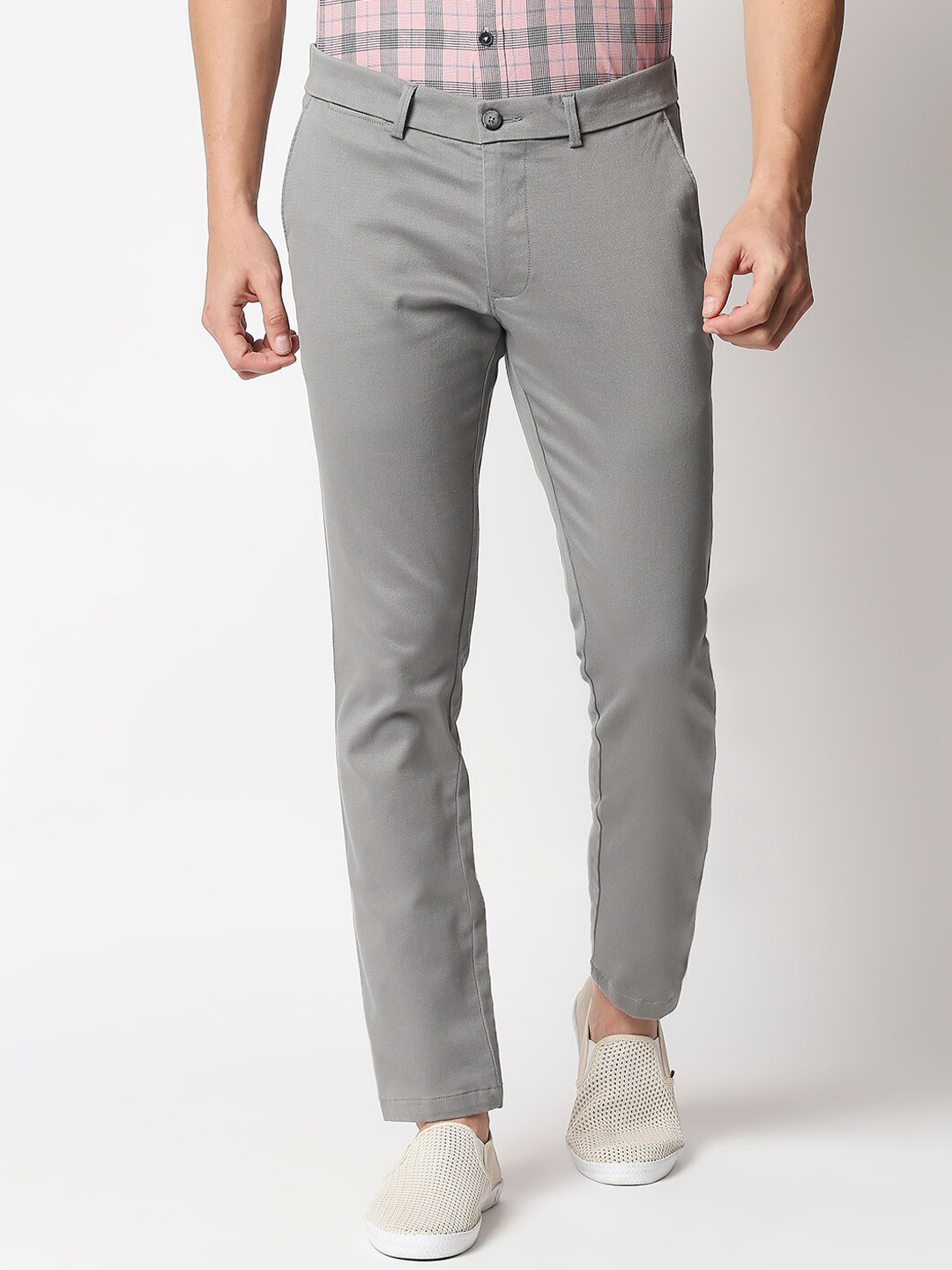 Buy Basics Men Grey Tapered Fit Trousers - Trousers for Men 16959532 ...
