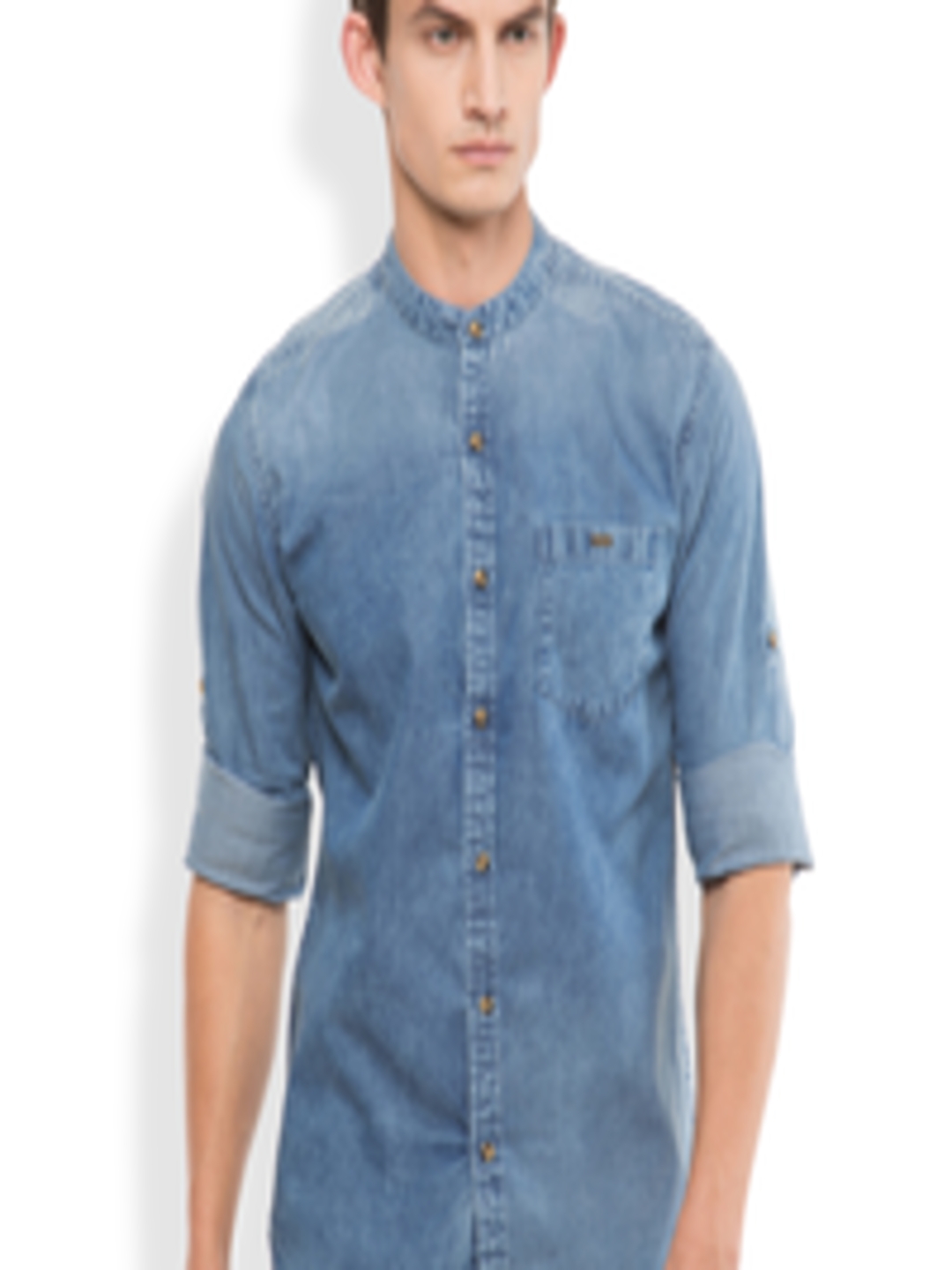 Buy LOCOMOTIVE Men Blue Slim Fit Faded Denim Casual Shirt - Shirts for ...