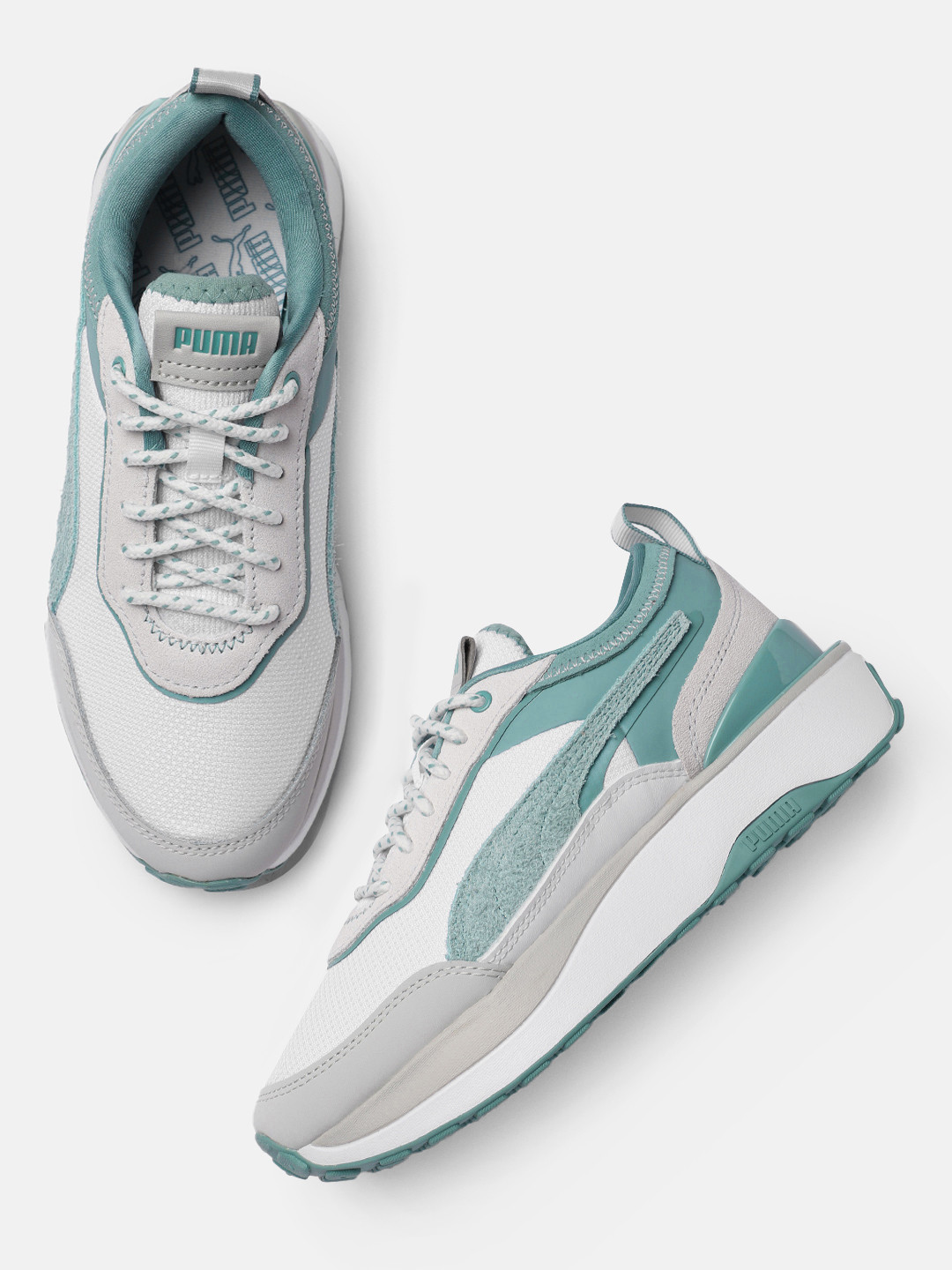 Buy Puma Women White And Mint Green Cruise Rider Tones Sneakers