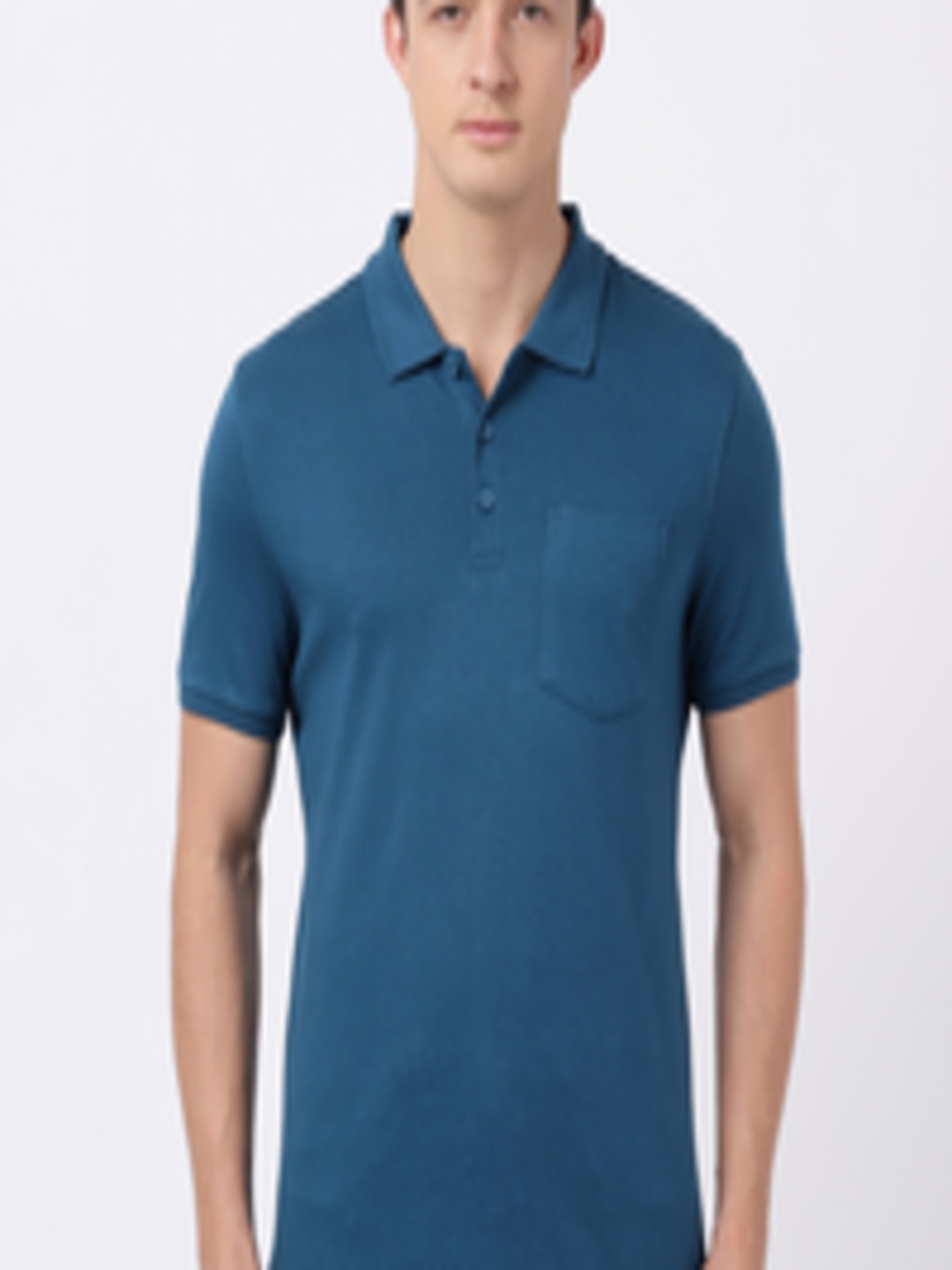 Buy Jockey Men Blue Solid Polo Collar Cotton T Shirt - Tshirts for Men ...