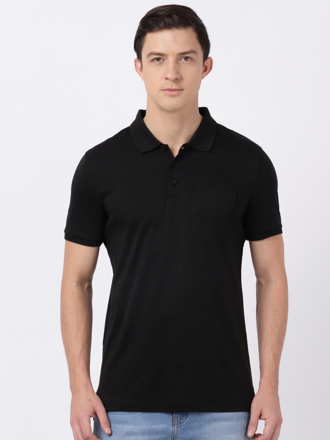 Buy Jockey Men Black Solid Polo Collar Pockets T Shirt - Tshirts for ...
