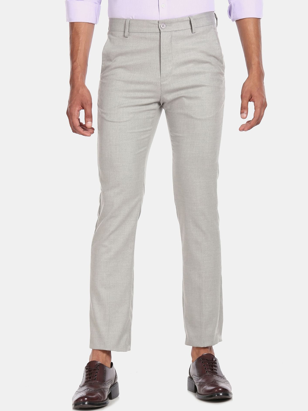 Buy Excalibur Men Grey Solid Regular Fit Trousers - Trousers for Men ...