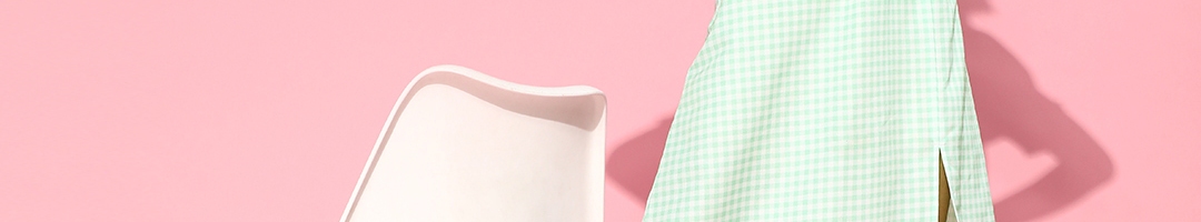 Buy SASSAFRAS Green & White Checked A Line Maxi Dress - Dresses for ...