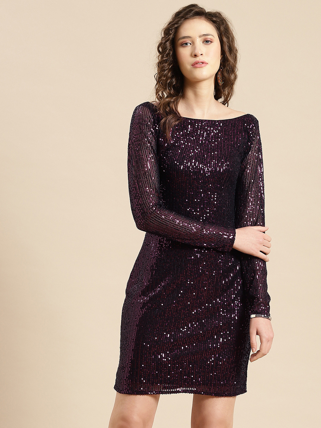 Buy WoowZerz Purple Black Bodycon Dress Dresses For Women 16995152 