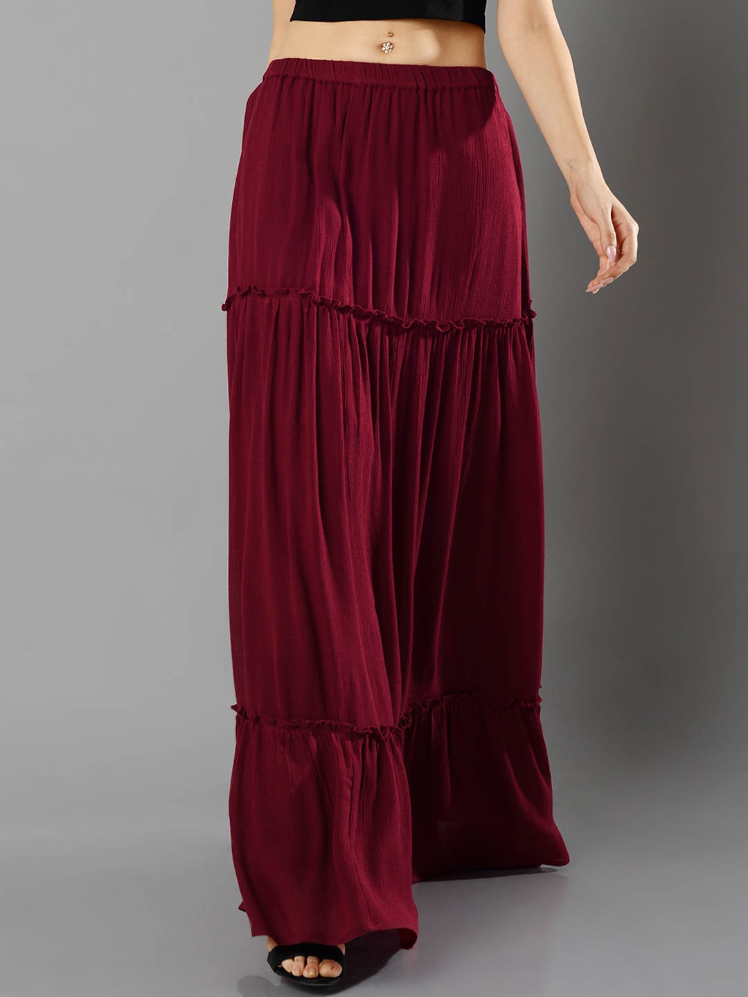 long maroon maxi skirt