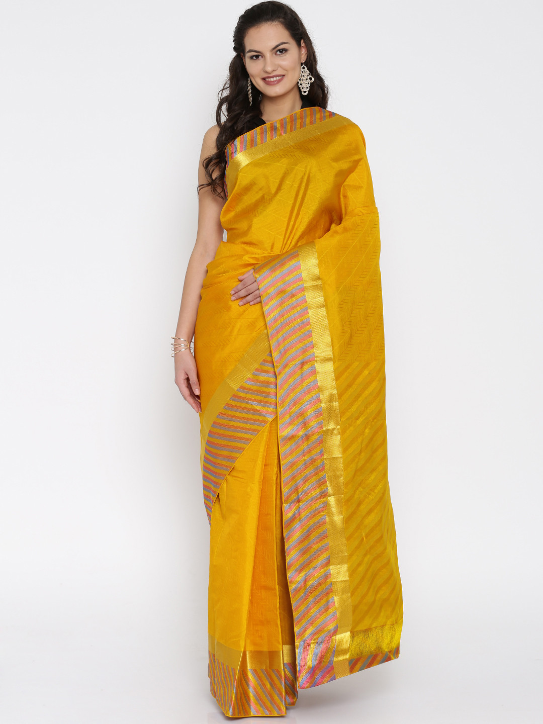 Buy The Chennai Silks Classicate Mustard Yellow Kanjeevaram Silk