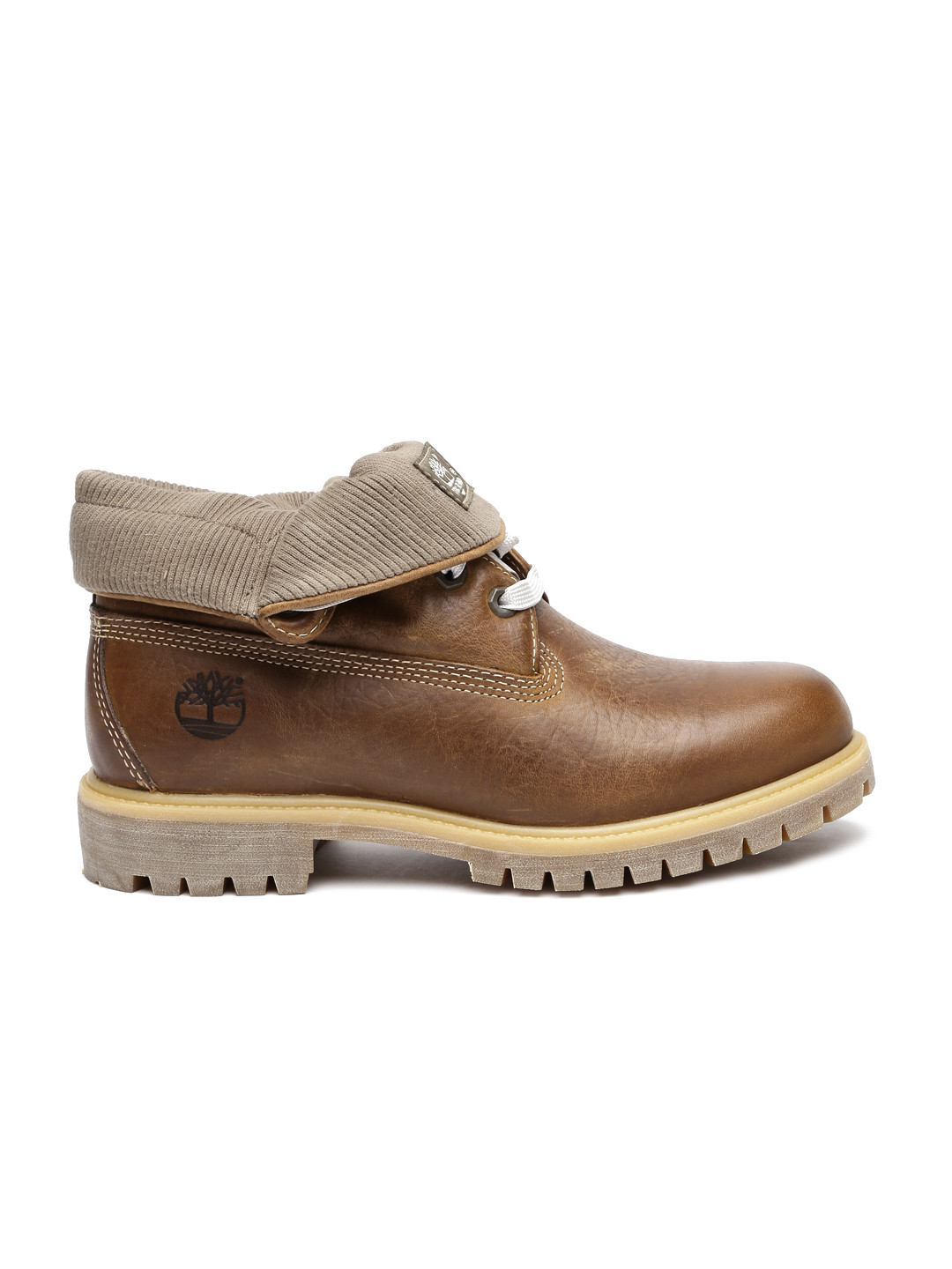 Buy Timberland Men Brown Solid Roll Top Leather Flat Boots Boots for