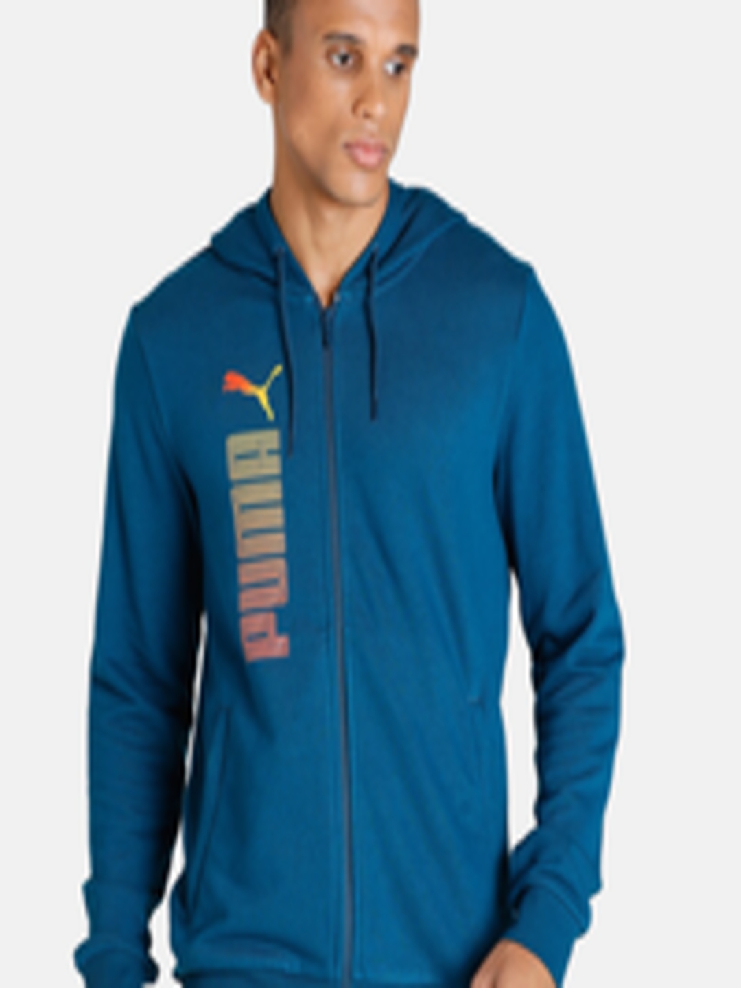 Buy Puma Men Brand Logo Printed Hooded Cotton Slim Fit Bomber Track ...