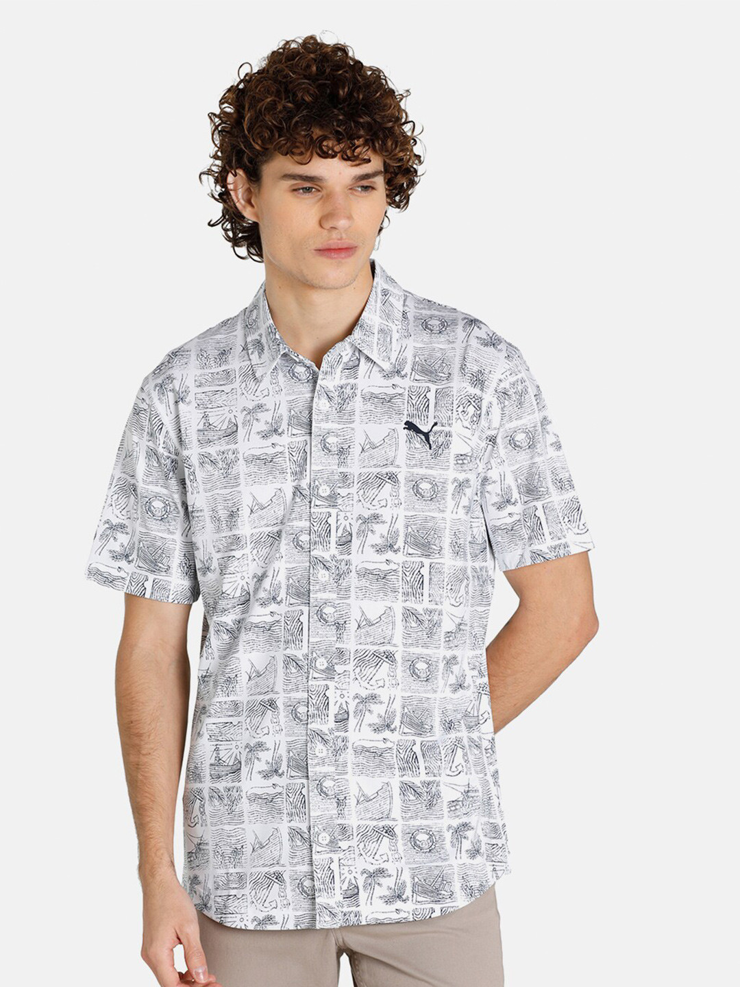 Buy Puma Men White Shipwrecked Button Down Golf Shirt Shirts for Men