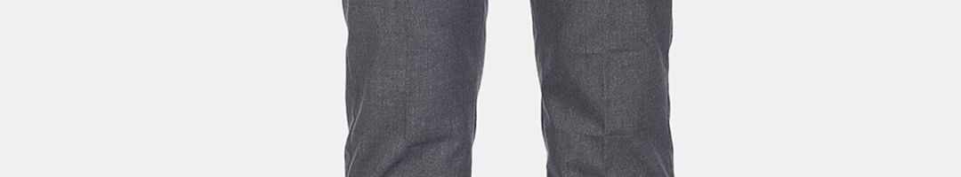 Buy Excalibur Men Grey Textured Formal Trousers - Trousers for Men ...