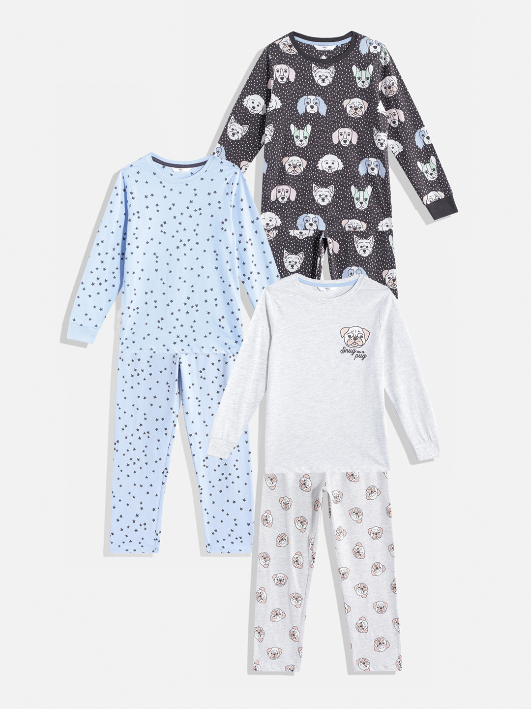 Buy Marks & Spencer Girls Pack Of 3 Printed Pyjama Set Night Suits