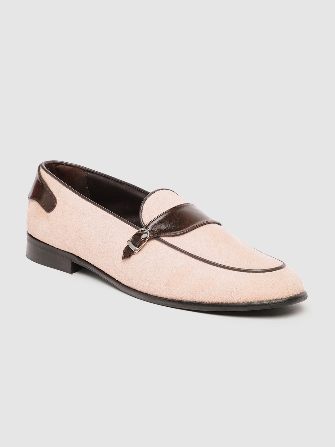 Buy The Alternate Men Peach Coloured Suede Loafers Casual Shoes for