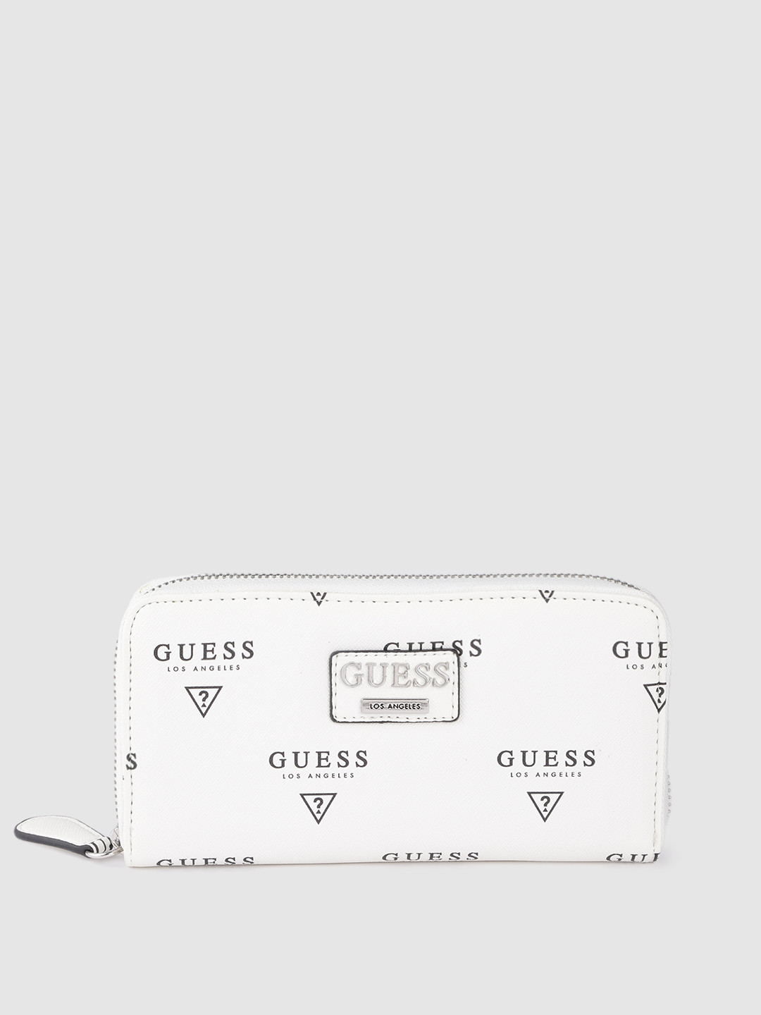 Buy GUESS Women White & Black Brand Logo Print Zip Around Wallet Wallets for Women 17005780