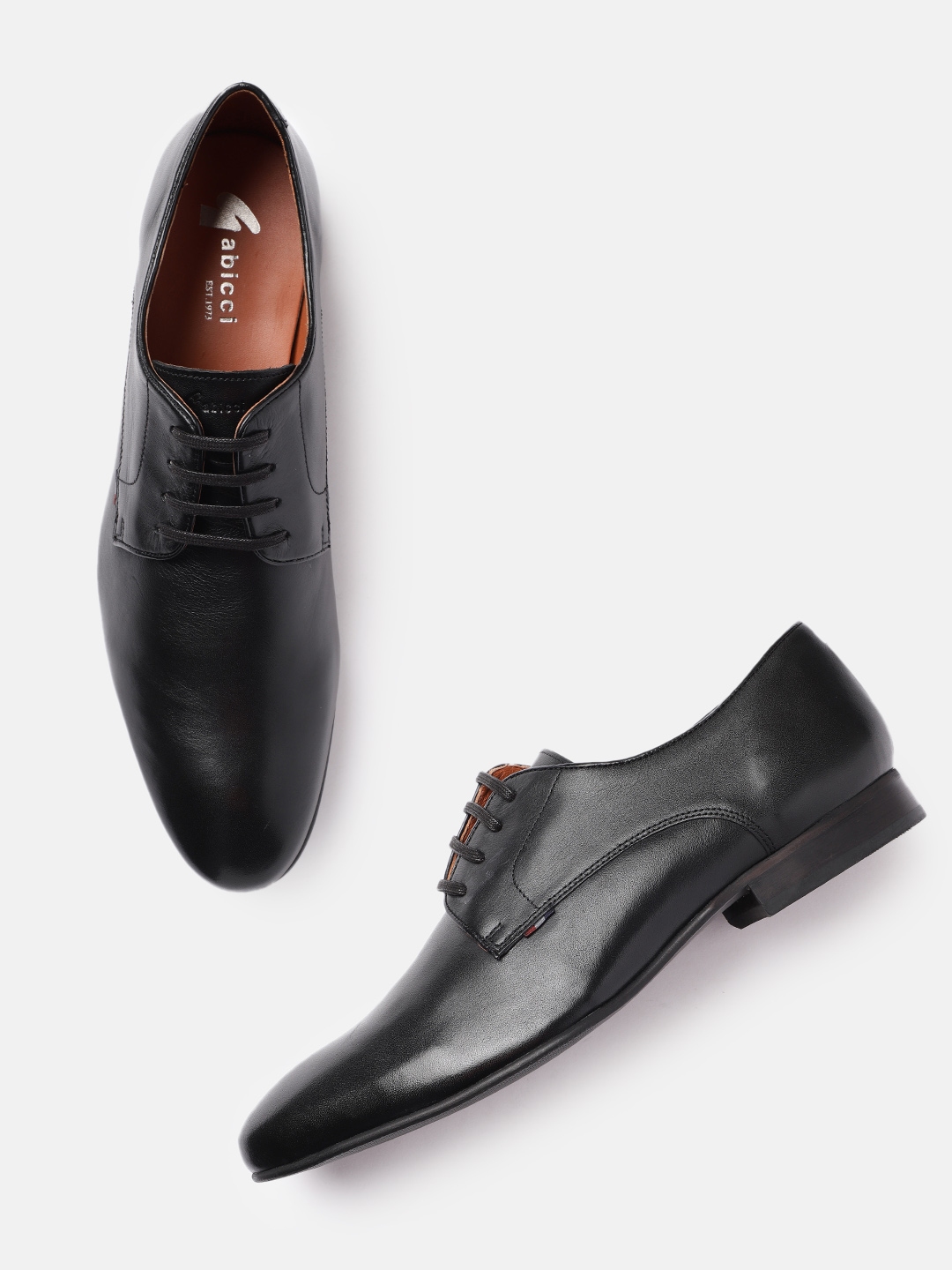 Buy GABICCI Men Black Solid Leather Formal Derbys - Formal Shoes for ...