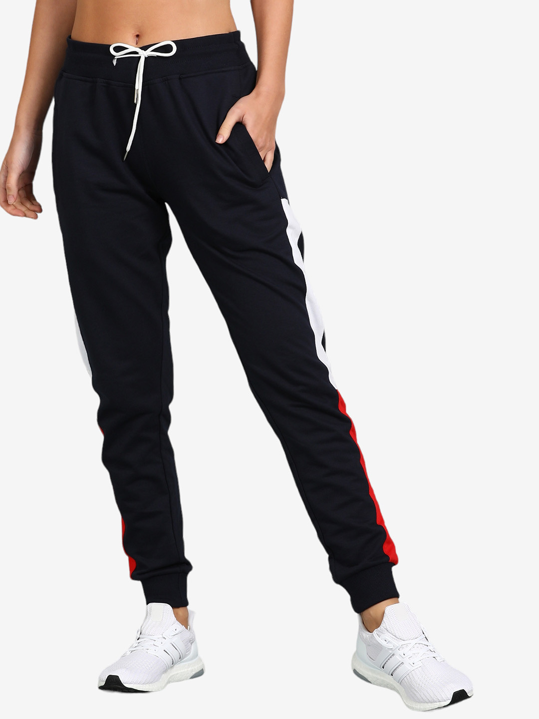 Buy Alan Jones Women Navy Blue Solid Slim Fit Joggers Track Pant