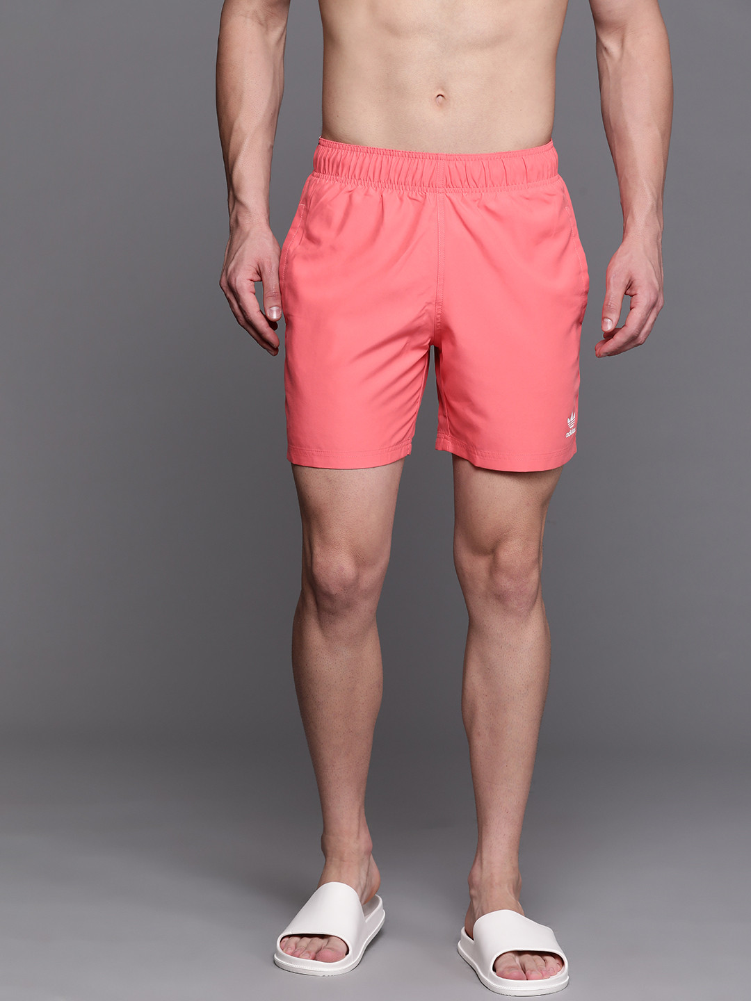 Buy ADIDAS Originals Men Coral Pink Solid Essential Sustainable Swim