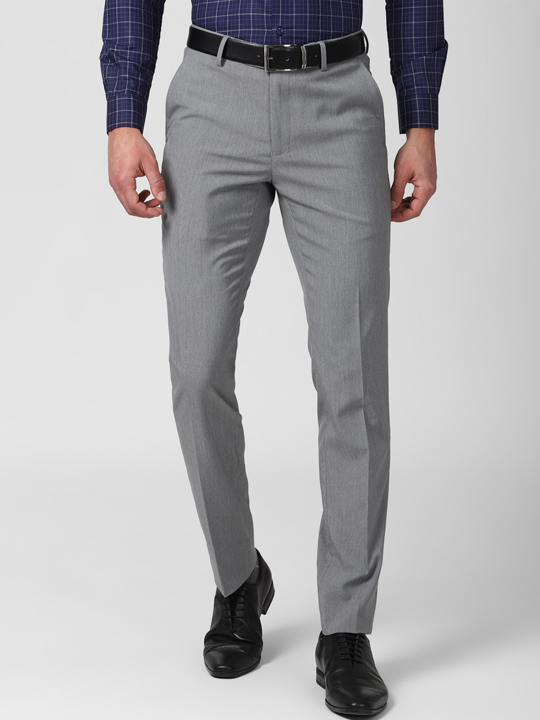 Buy Peter England Men Grey Slim Fit Trousers Trousers for Men