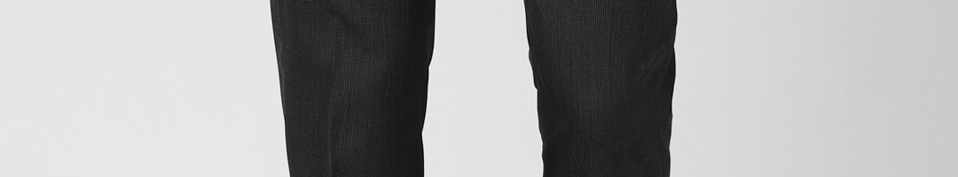 Buy Peter England Elite Men Charcoal Grey Slim Fit Trousers - Trousers ...