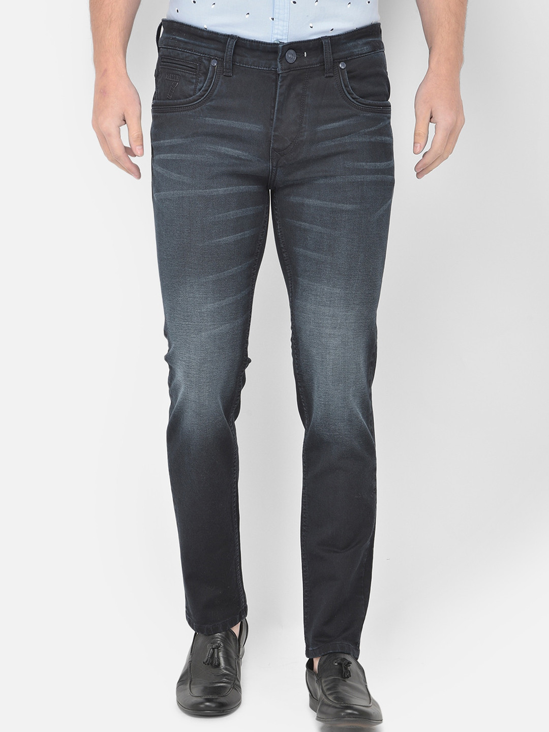 Buy Canary London Men Blue Smart Slim Fit Low Rise Heavy Fade