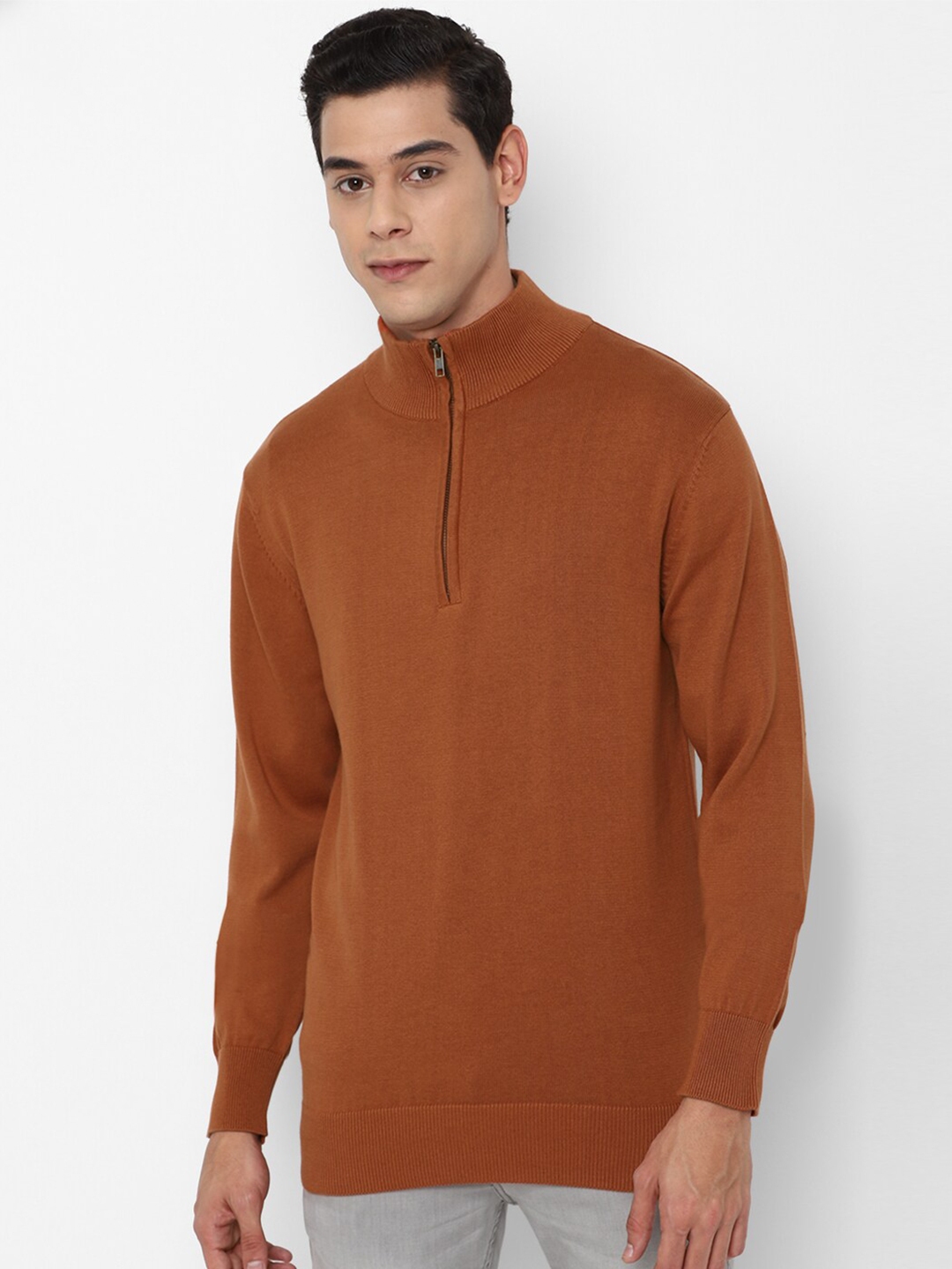 Buy FOREVER 21 Men Brown Textured Self Design Pullover - Sweaters for ...