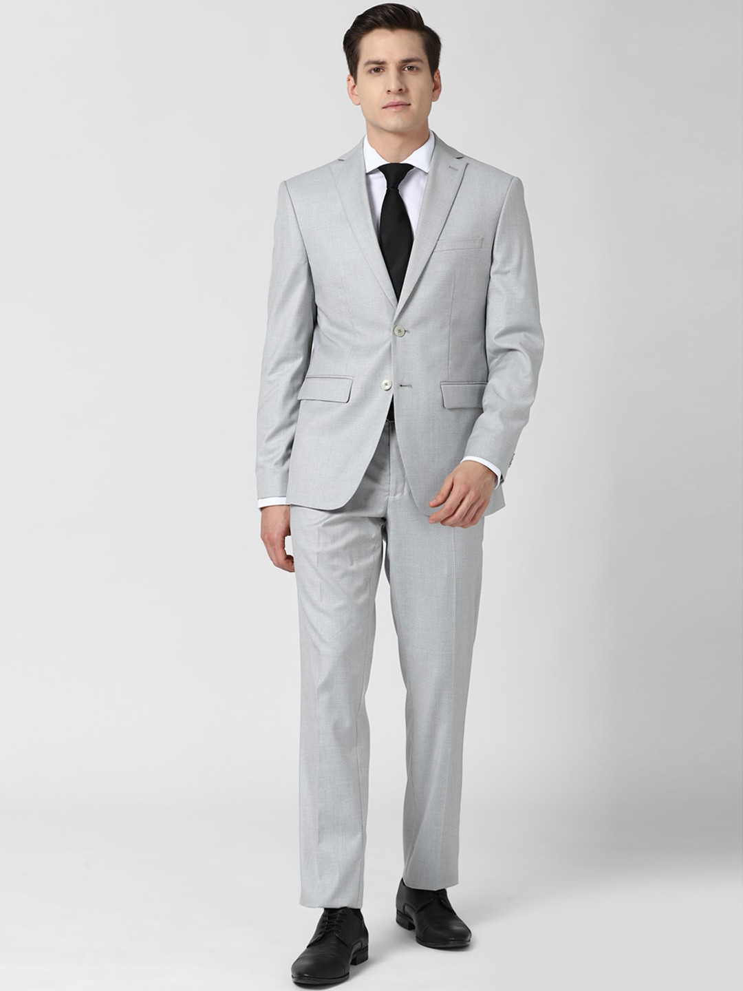 Buy Peter England Elite Men Grey Solid Slim Fit Single Breasted Two