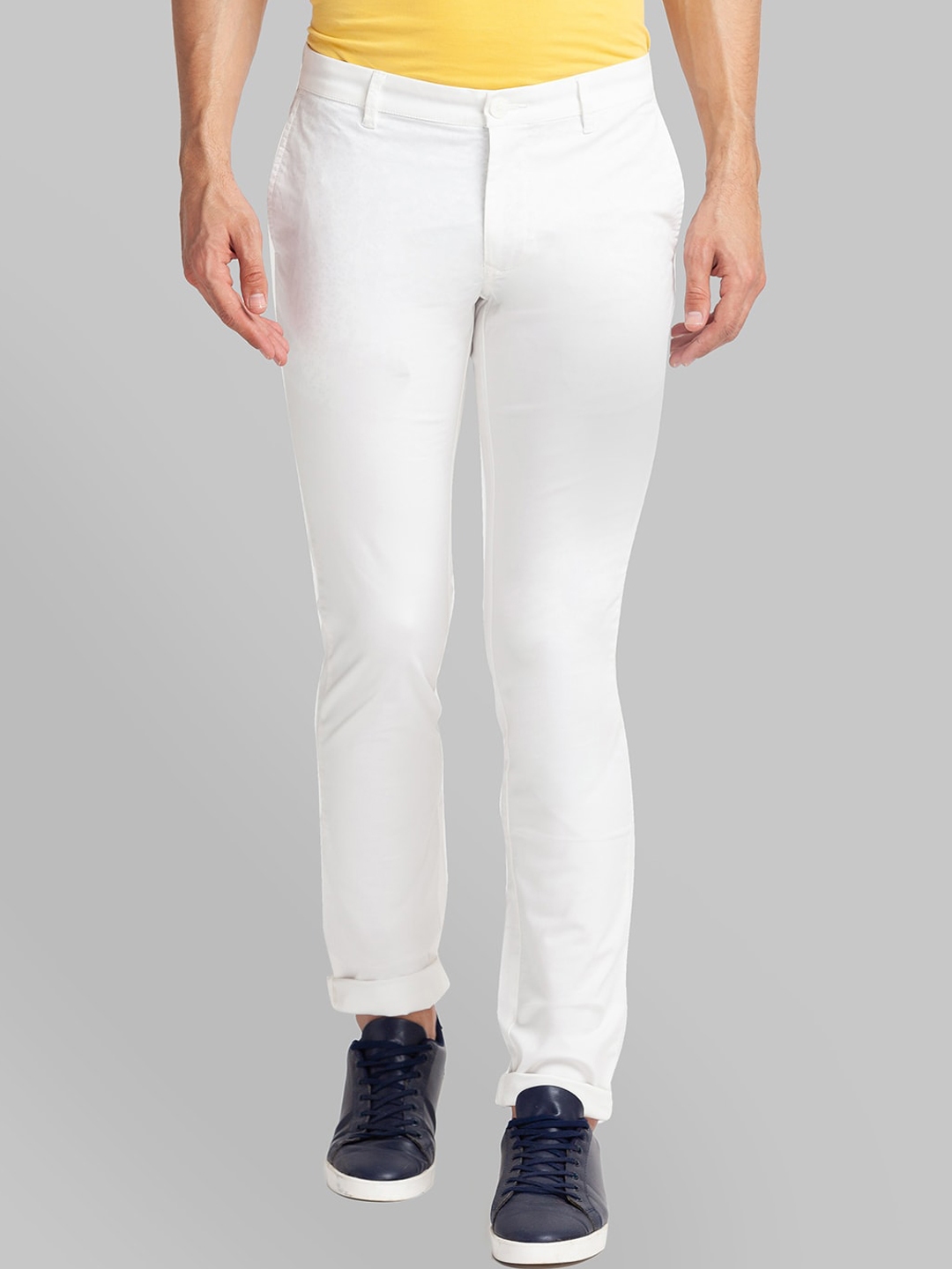 Buy Parx Men White Slim Fit Trousers - Trousers for Men 17018202 | Myntra