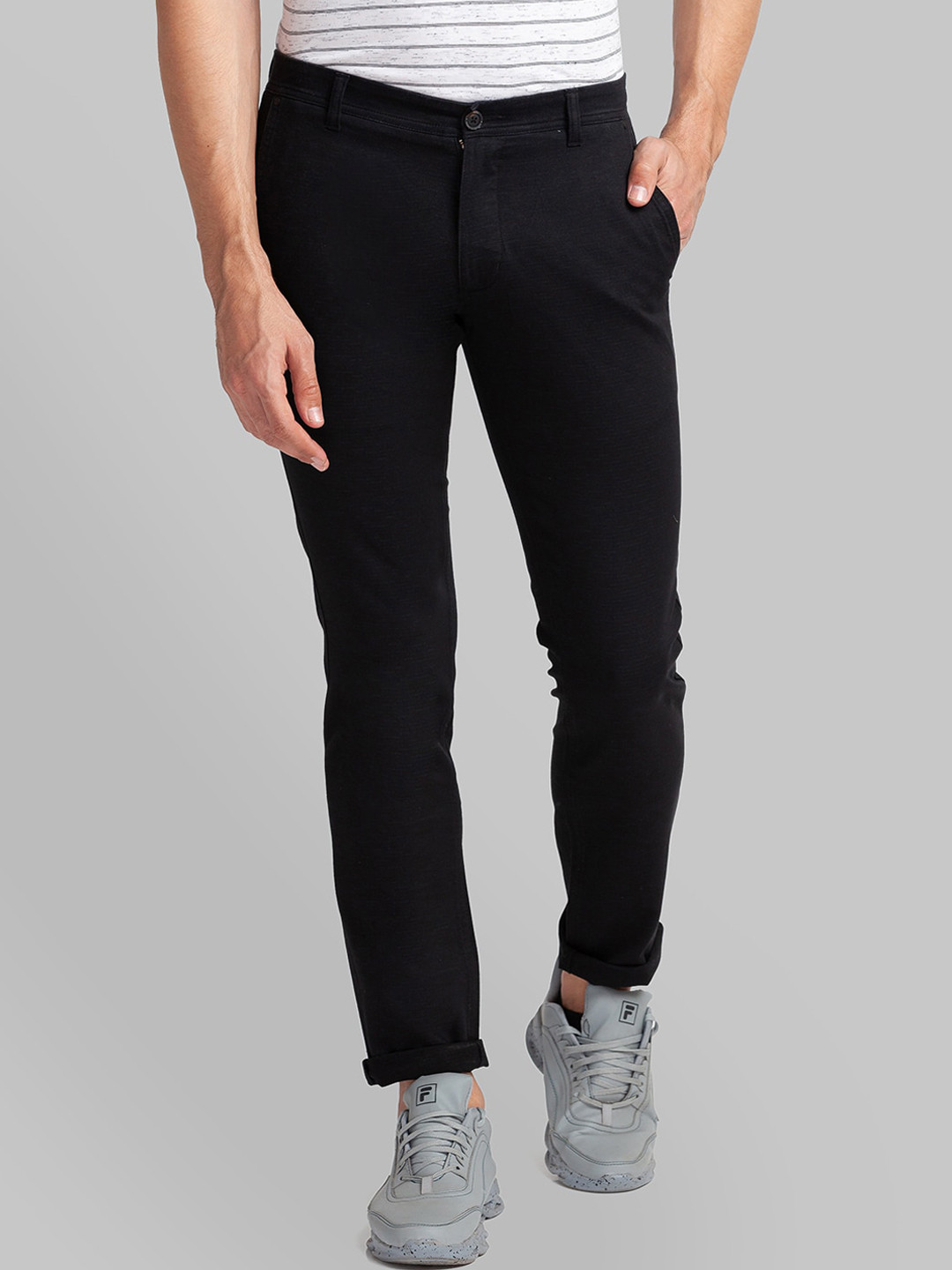 Buy Parx Men Black Tapered Fit Trousers - Trousers for Men 17018218 ...