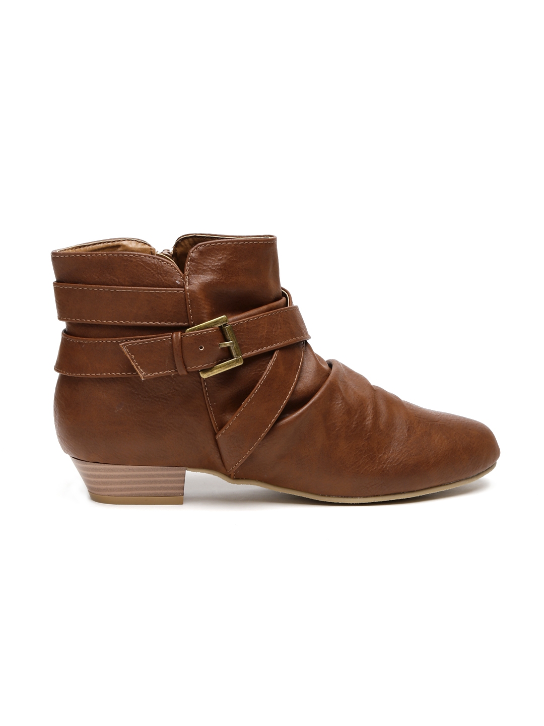womens flat boots brown