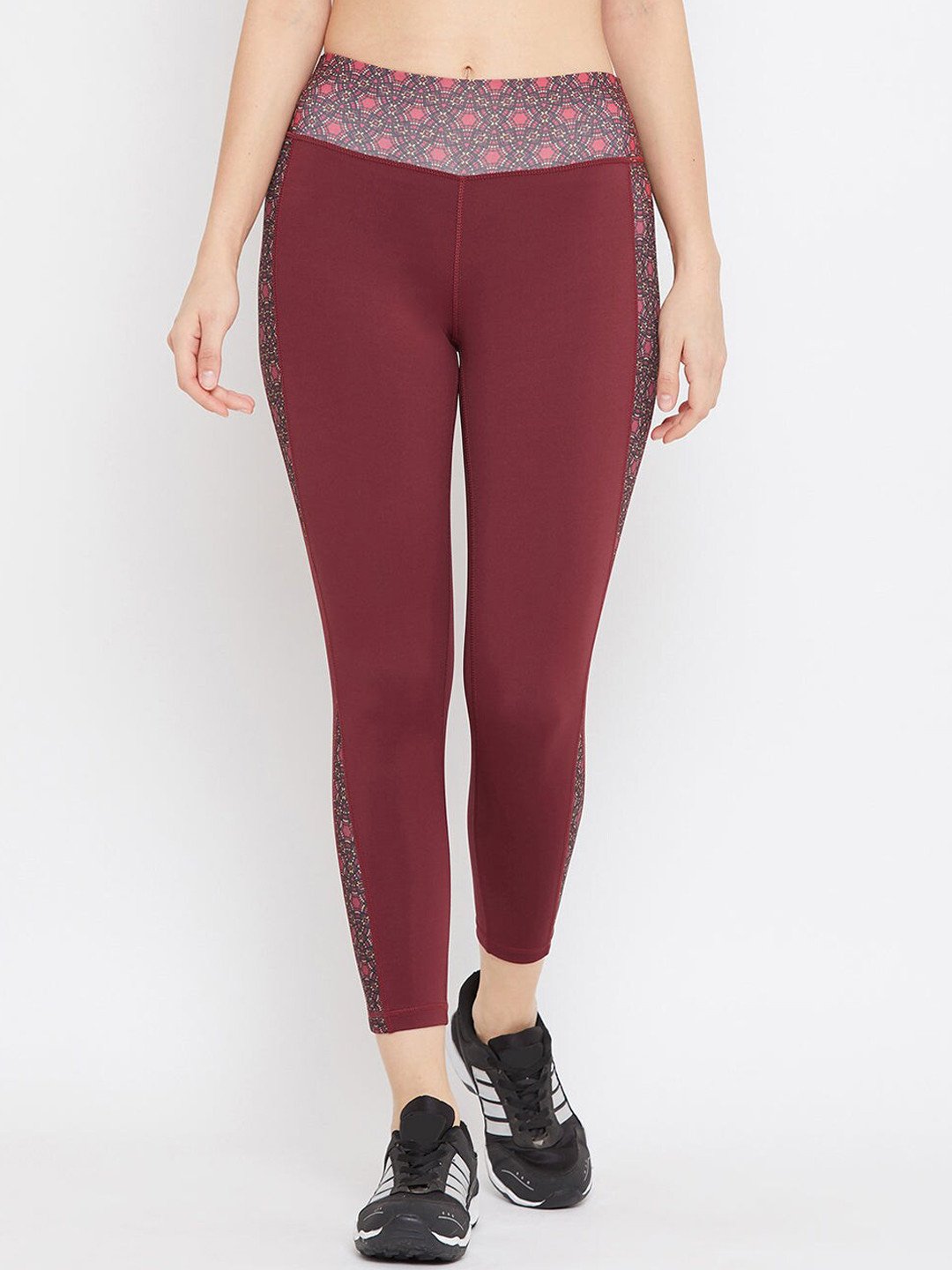 Buy JUMP USA Women Maroon Solid Dry Fit Tights Tights for Women