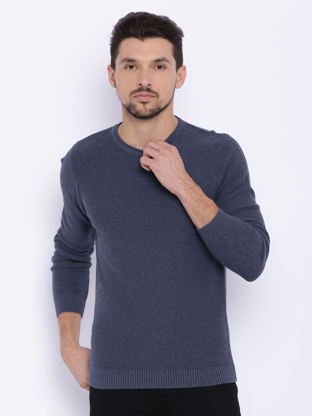 Buy Basics Blue Sweater Sweaters for Men 1702313 Myntra