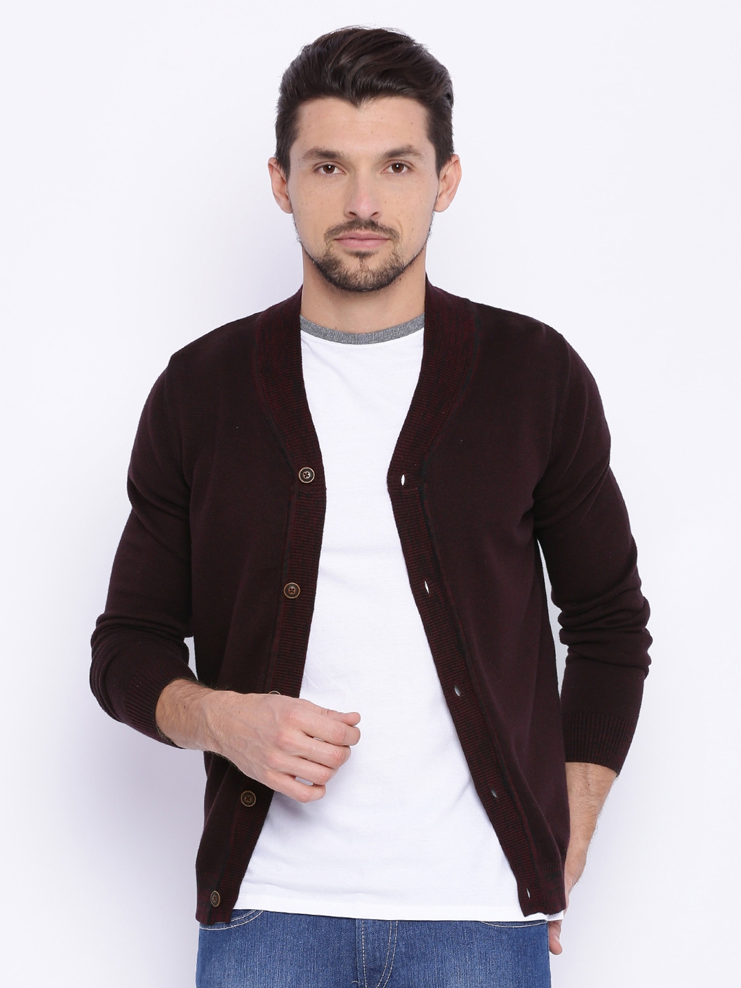 Buy Basics Red Cardigan - Sweaters for Men 1702316 | Myntra