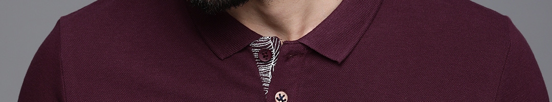 Buy WROGN Men Maroon Polo Collar Slim Fit Pure Cotton T Shirt - Tshirts ...