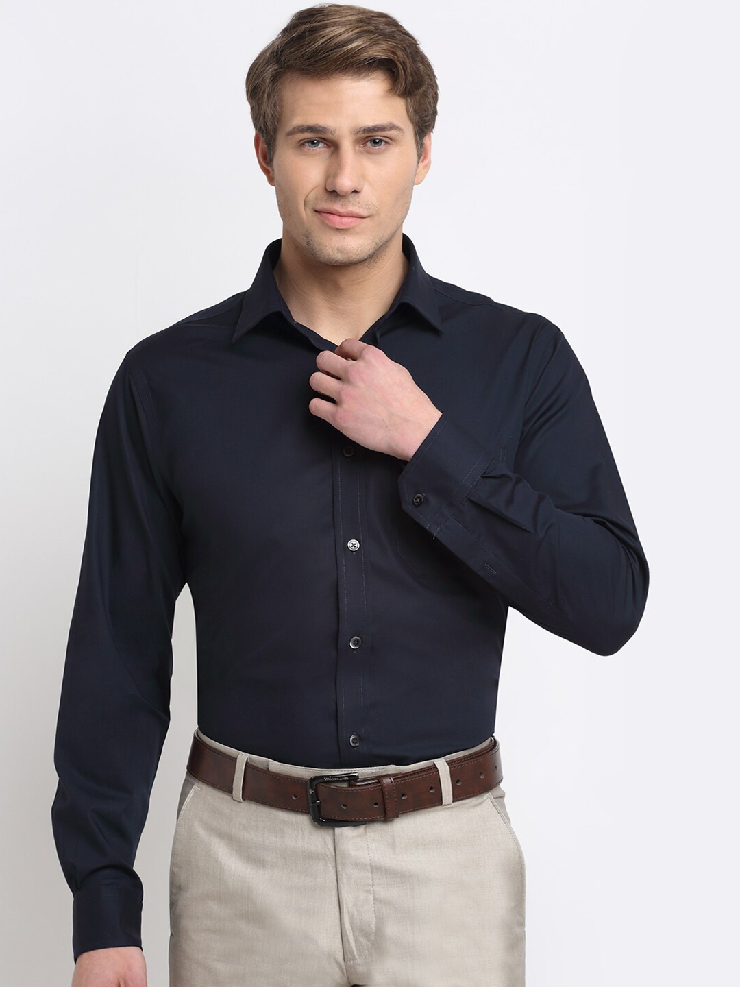 Buy Cantabil Men Navy Blue Original Pure Cotton Formal Shirt - Shirts ...