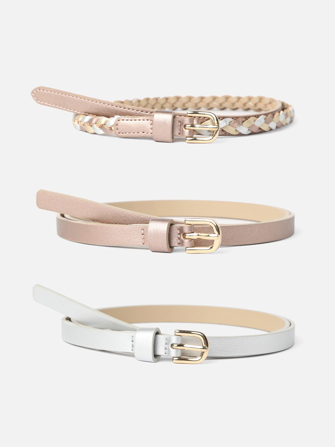 Buy Vero Moda Women Pack Of 3 Rose Gold Toned Embellished Belt Belts